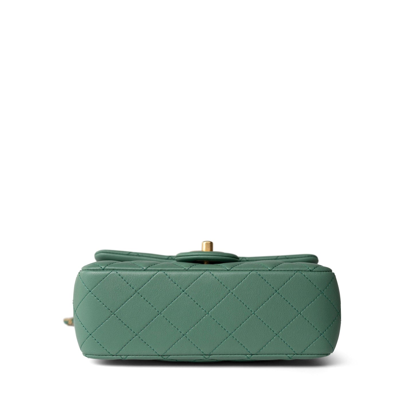 23C Green Lambskin Quilted Mini Pearl Crush Antique Gold Hardware