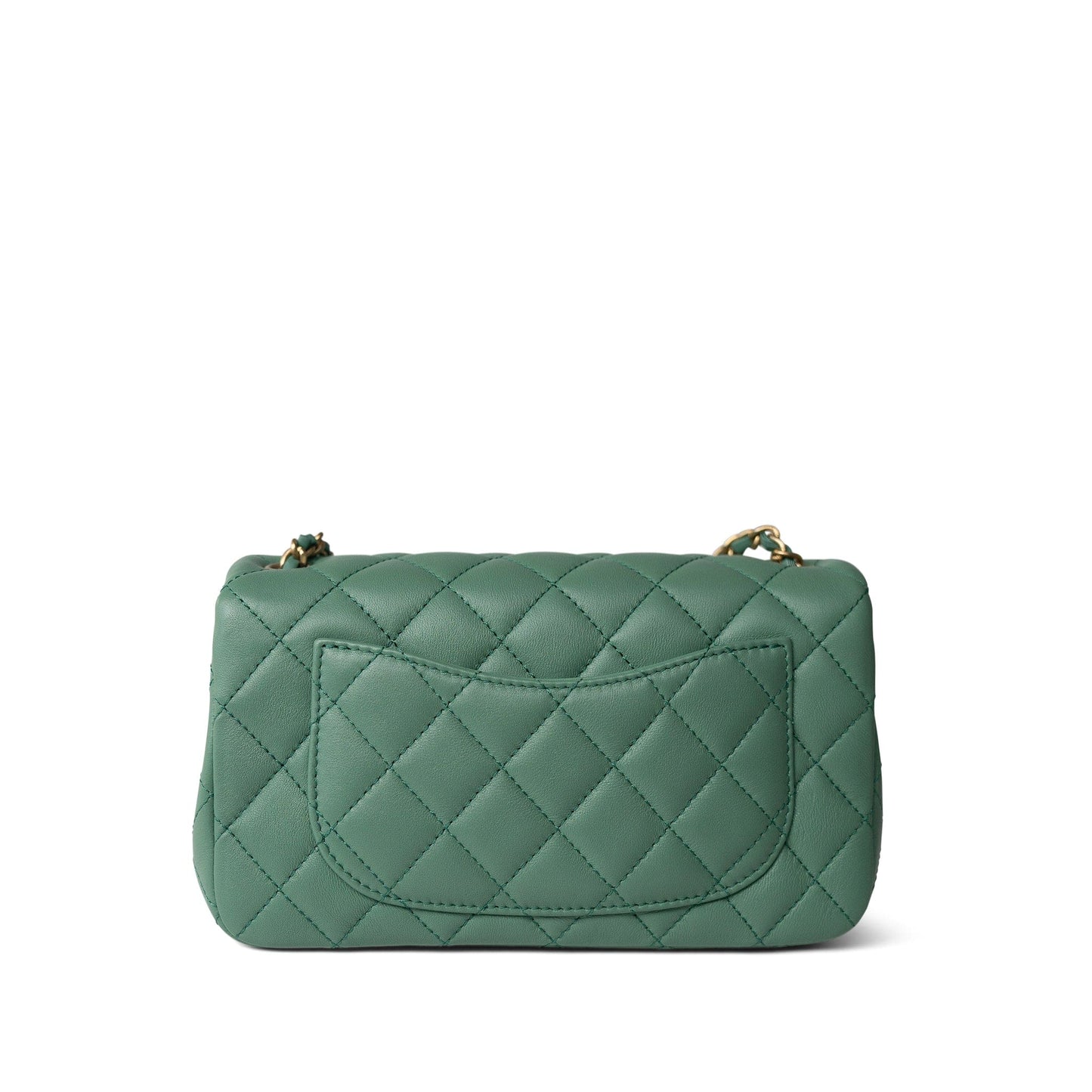 23C Green Lambskin Quilted Mini Pearl Crush Antique Gold Hardware