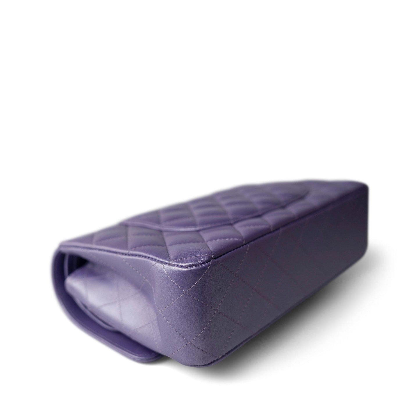 23P Metallic Purple Lambskin Quilted Classic Flap Medium Silver Hardware