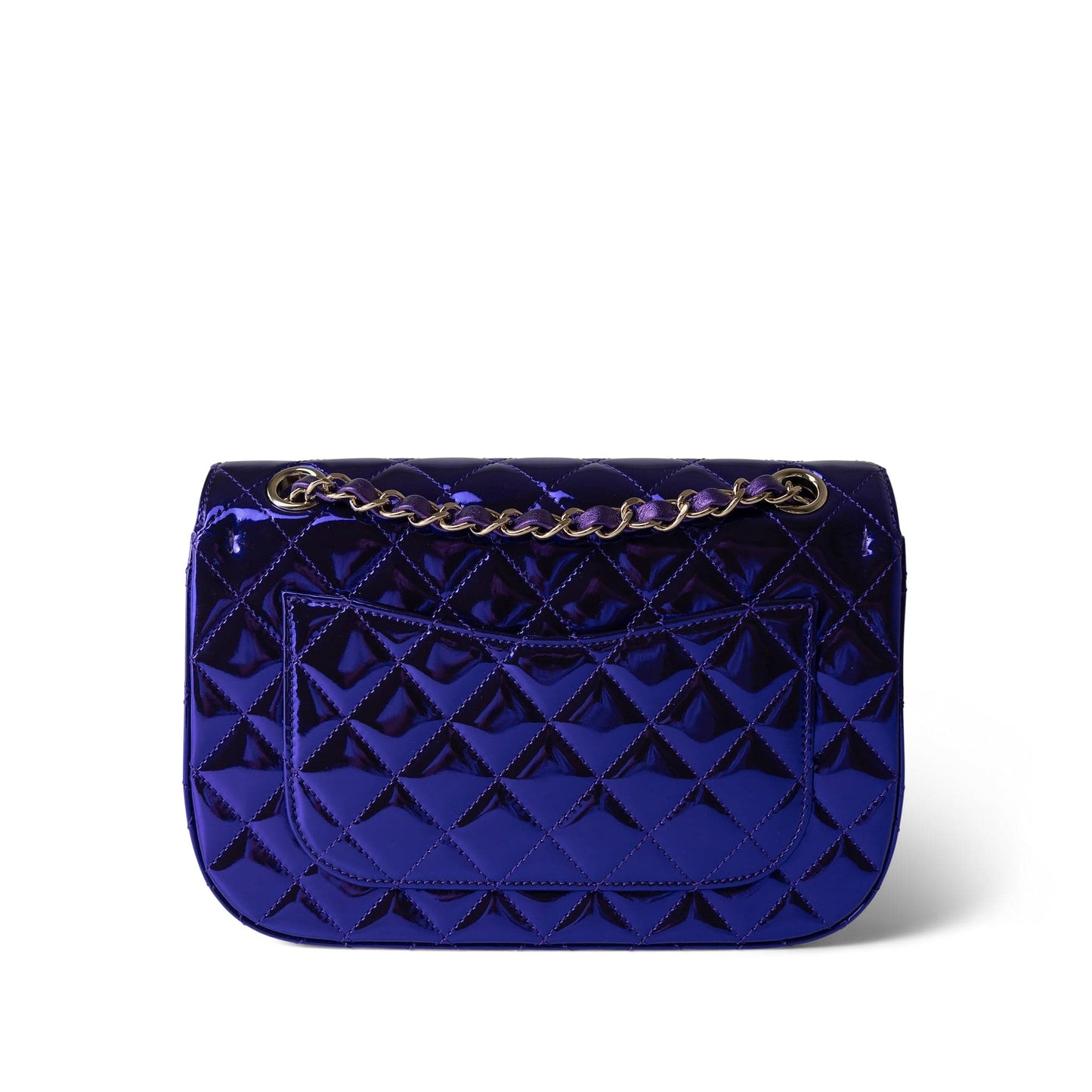 24C Shiny Purple Calfskin Quilted Flap Bag & Coin Purse