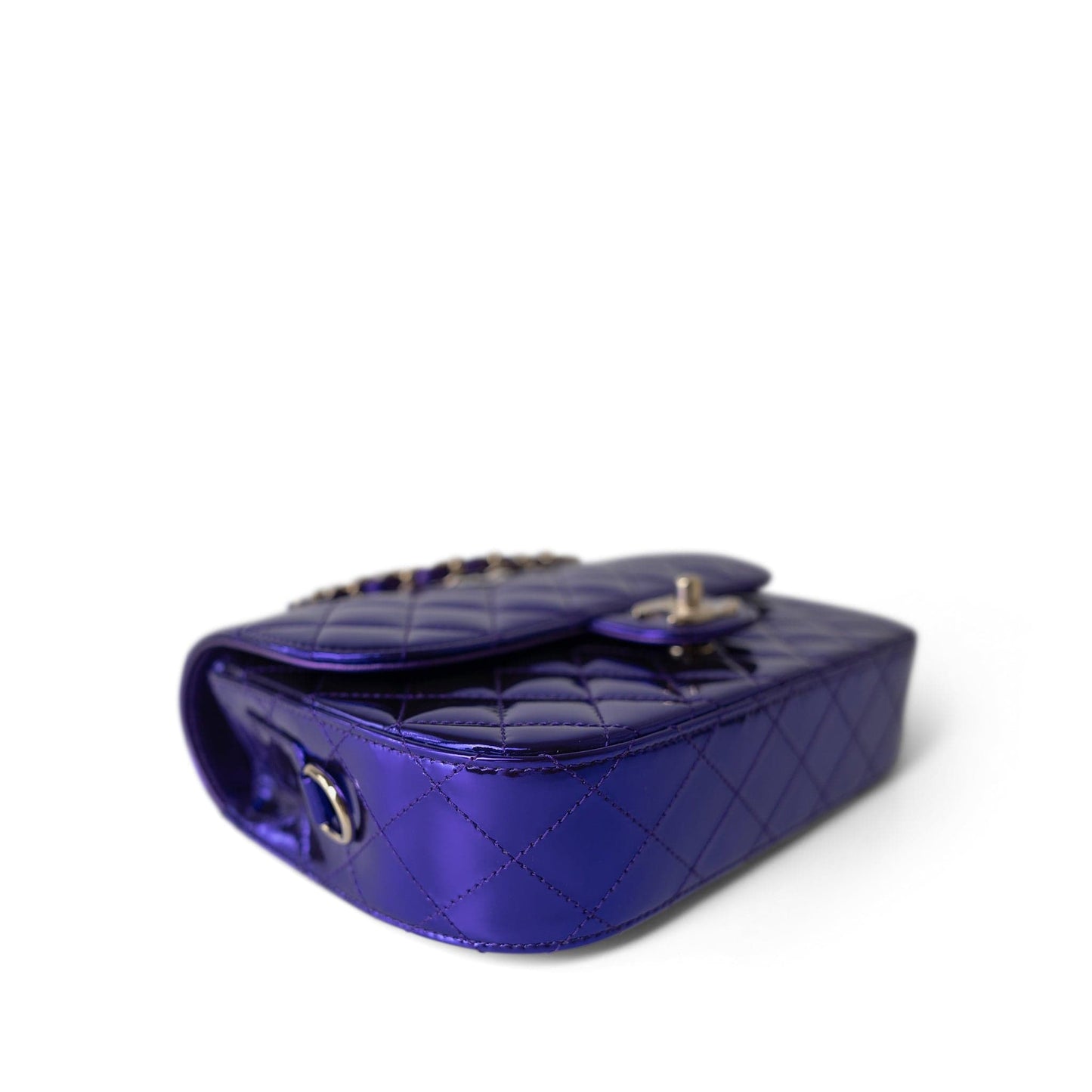 24C Shiny Purple Calfskin Quilted Flap Bag & Coin Purse