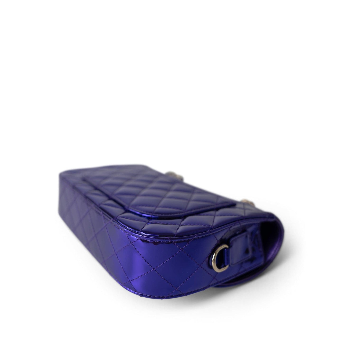 24C Shiny Purple Calfskin Quilted Flap Bag & Coin Purse