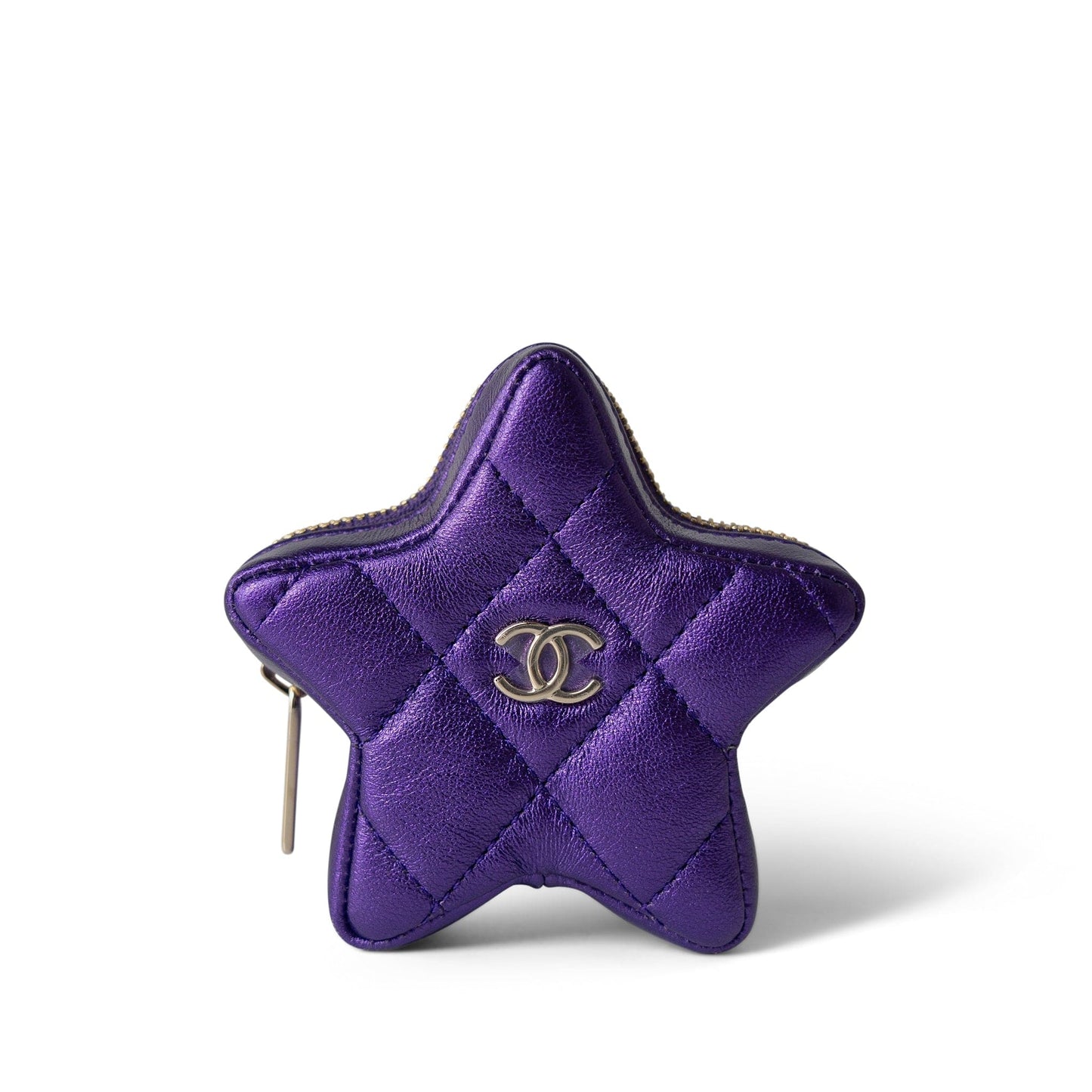 24C Shiny Purple Calfskin Quilted Flap Bag & Coin Purse