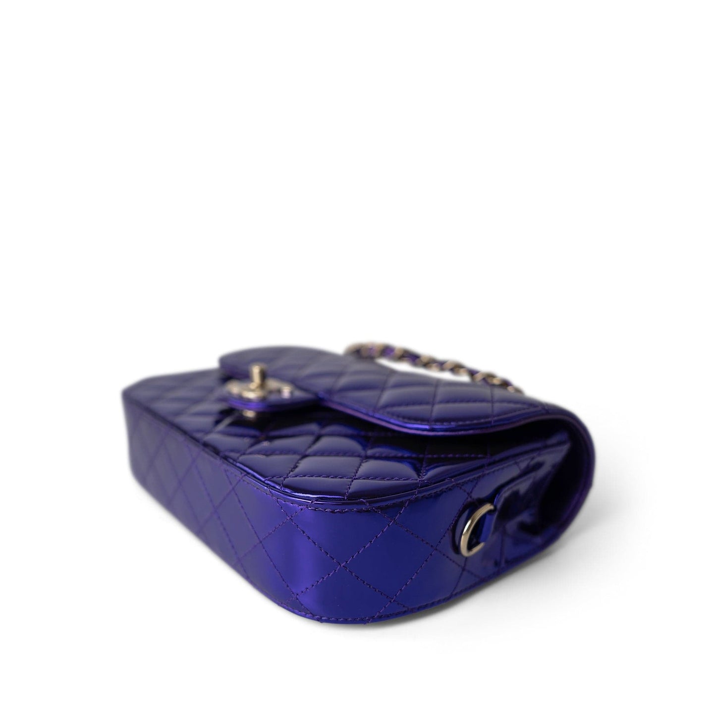 24C Shiny Purple Calfskin Quilted Flap Bag & Coin Purse