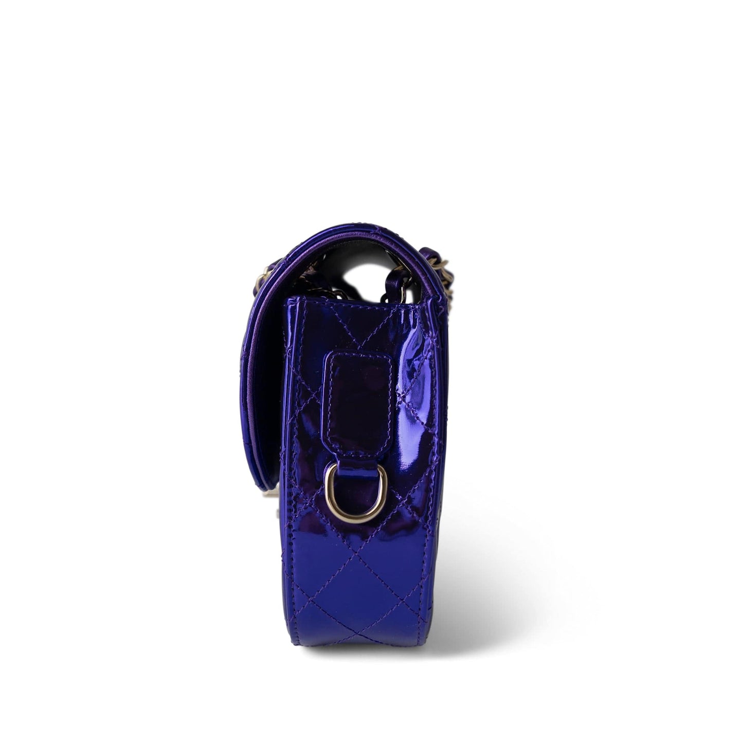 24C Shiny Purple Calfskin Quilted Flap Bag & Coin Purse