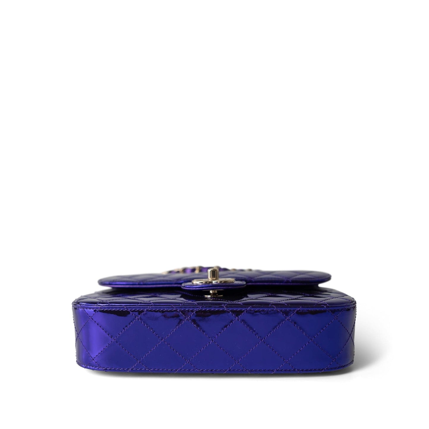 24C Shiny Purple Calfskin Quilted Flap Bag & Coin Purse