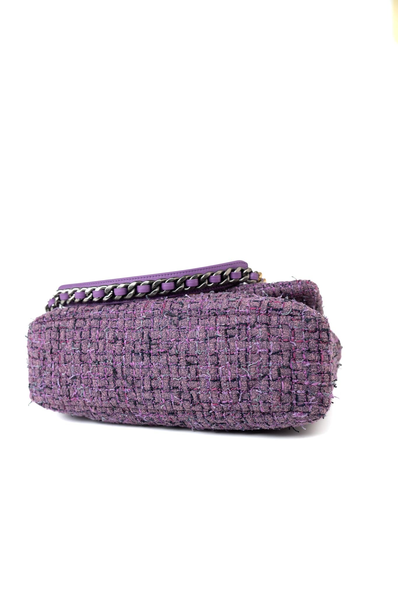 Purple Tweed Quilted 19 Flap Large Mixed Hardware