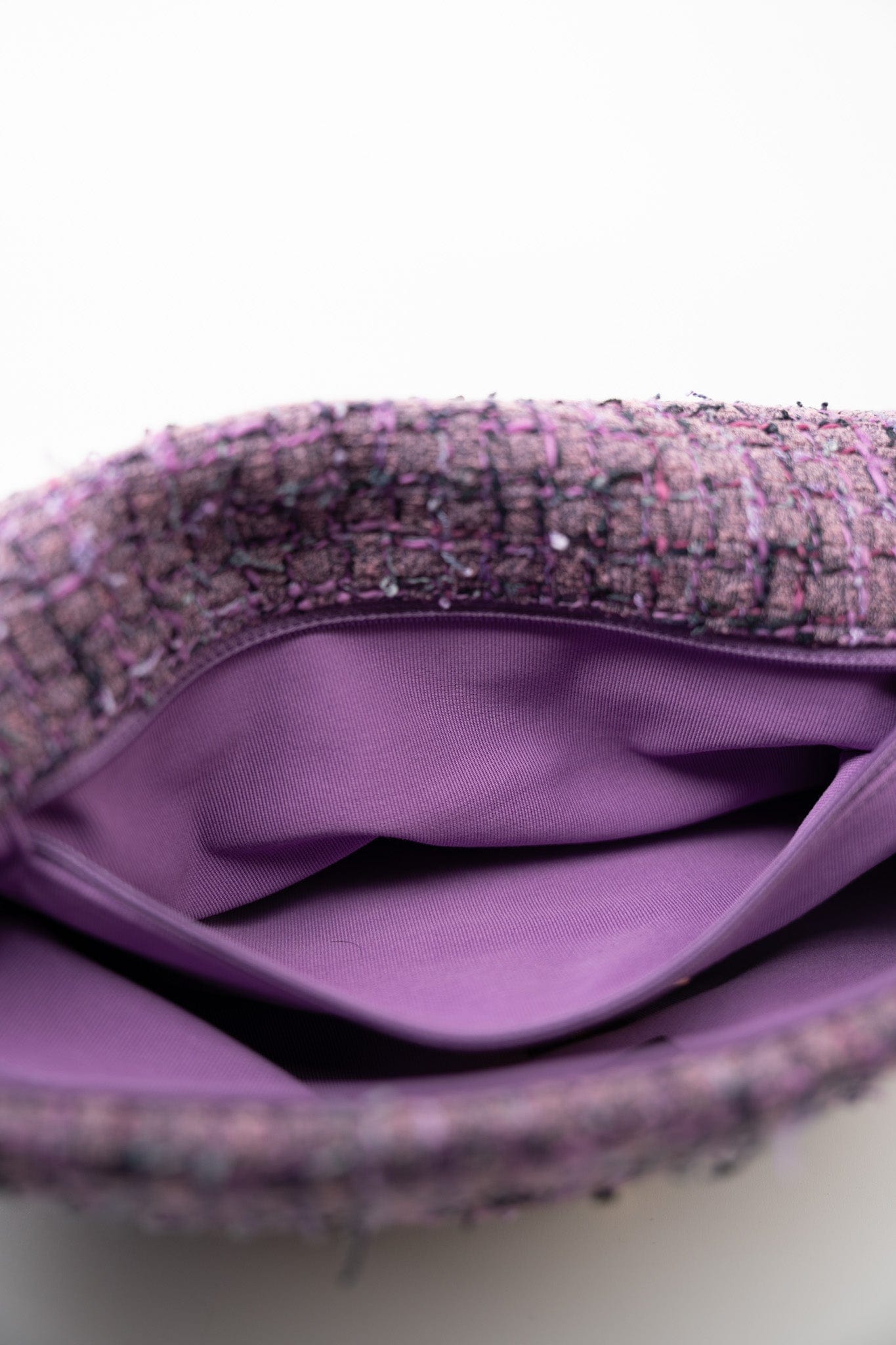 Purple Tweed Quilted 19 Flap Large Mixed Hardware