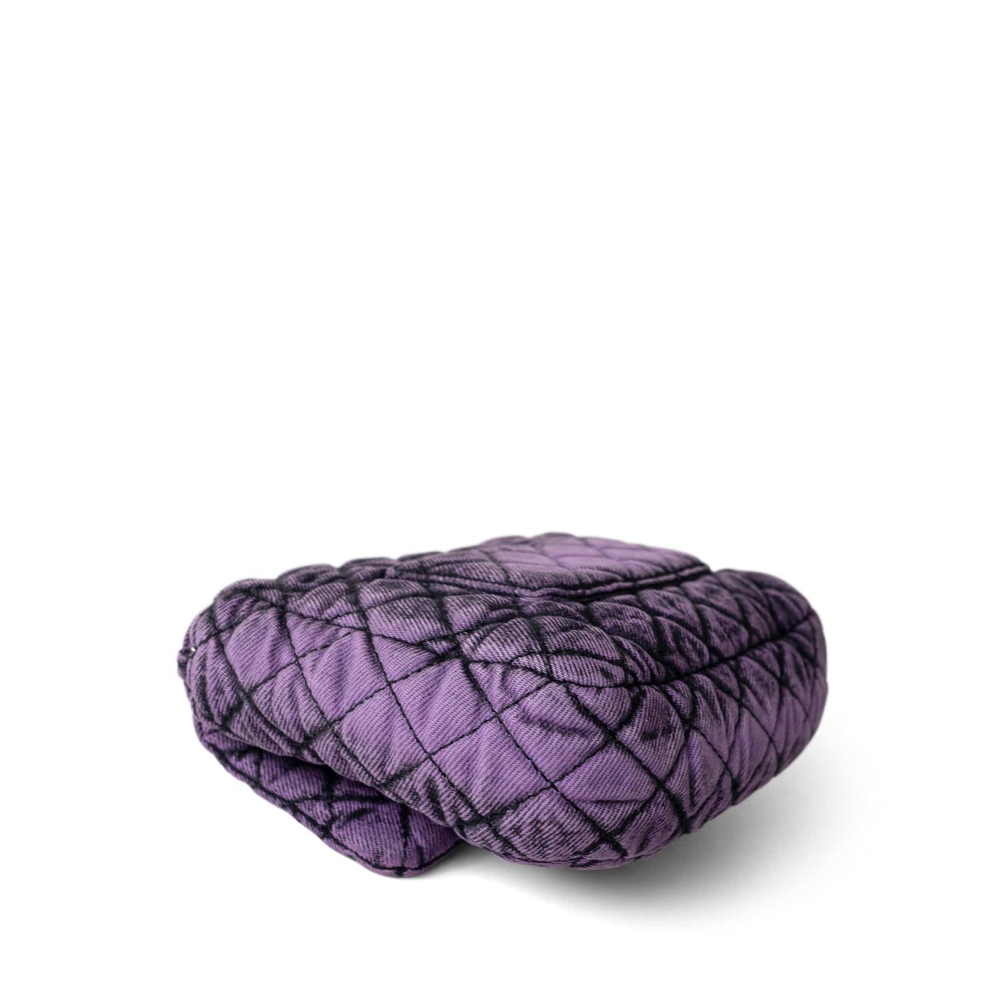 Washed Denim Quilted Small Purple Denimpression Flap Silver Hardware