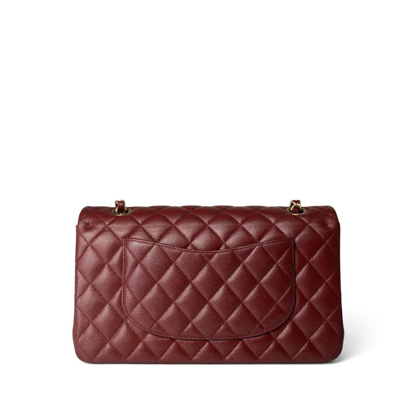 18C Dark Red Glittery Caviar Quilted Classic Flap Aged Gold Hardware
