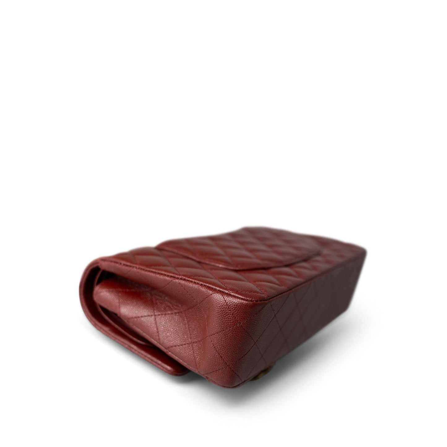 18C Dark Red Glittery Caviar Quilted Classic Flap Aged Gold Hardware