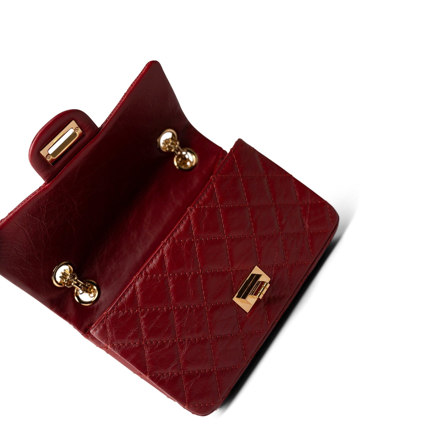 19A Red Aged Calfskin Quilted Mini Reissue Flap