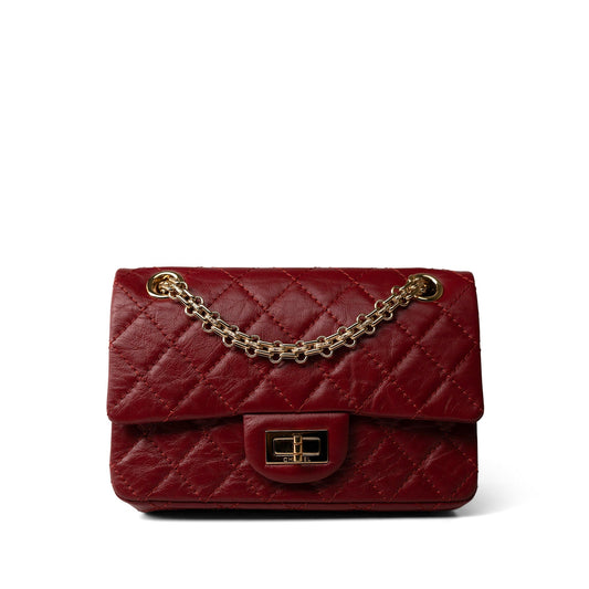 19A Red Aged Calfskin Quilted Mini Reissue Flap
