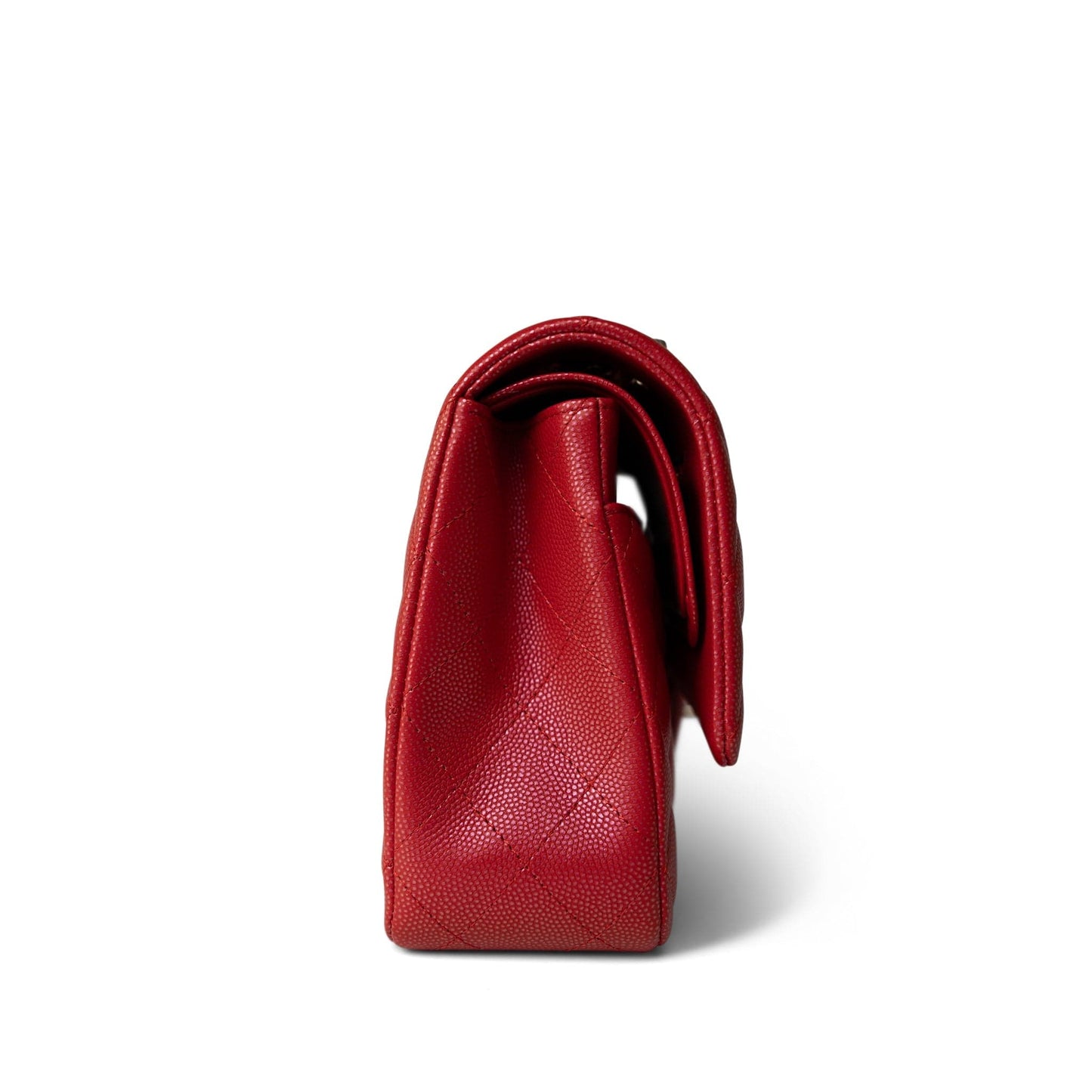 21S Iridescent Red Classic Flap Medium Light Gold Hardware