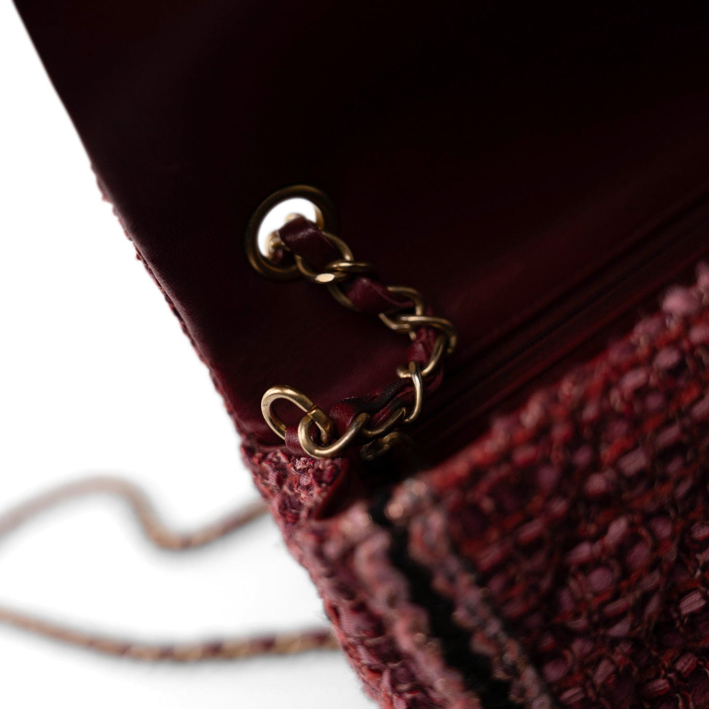 Braided Red / Multicolor Tweed Mini Rectangular Flap Aged Gold Hardware