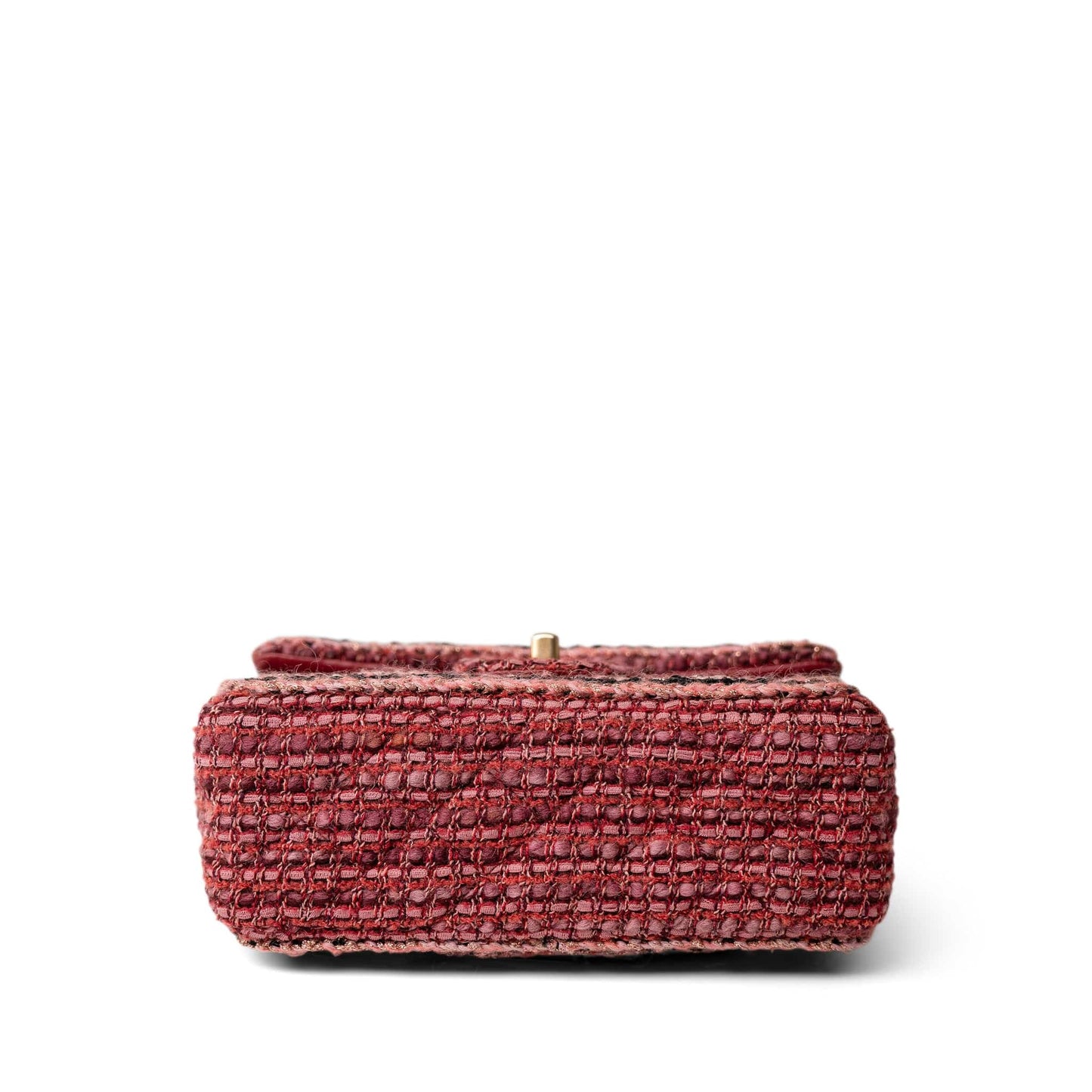 Braided Red / Multicolor Tweed Mini Rectangular Flap Aged Gold Hardware