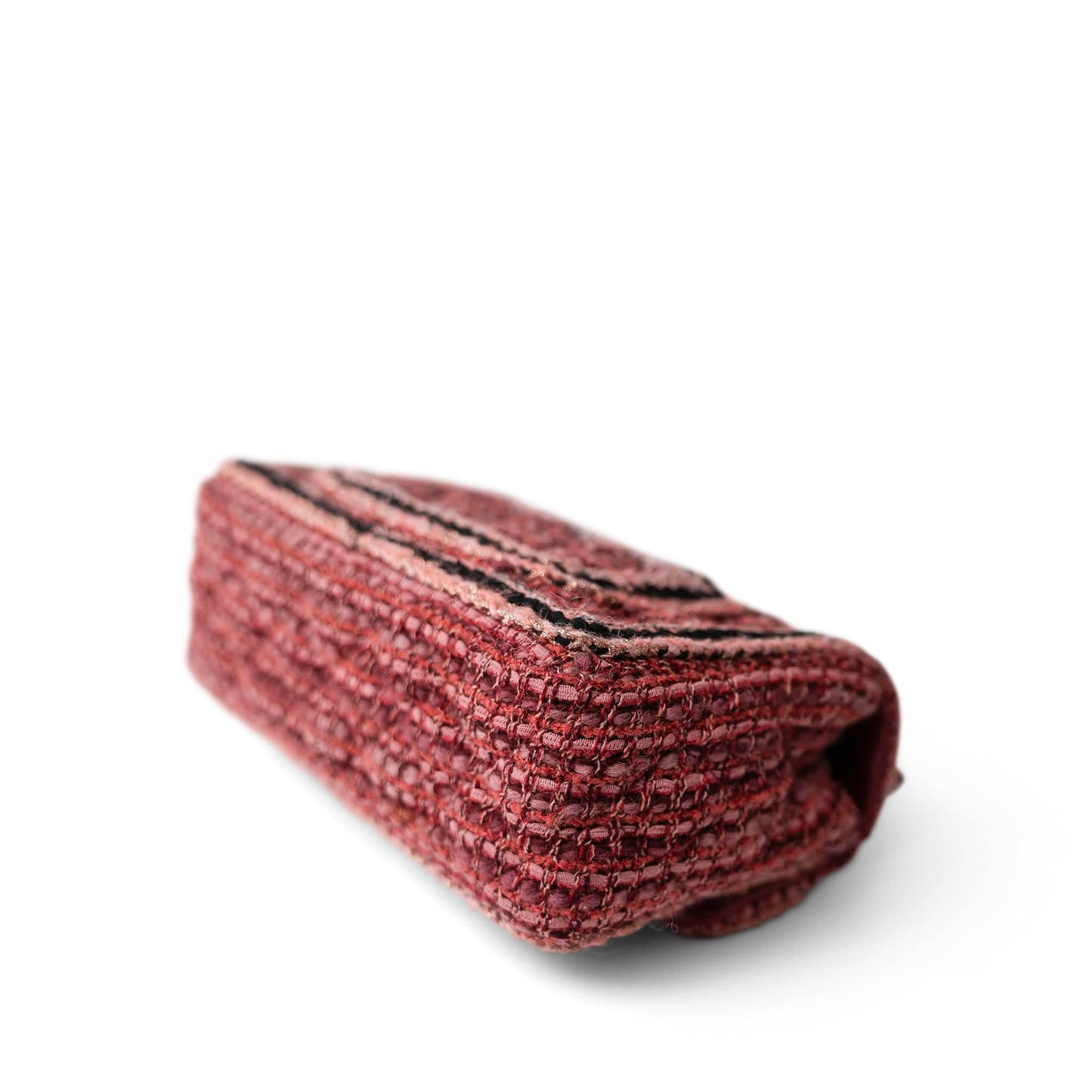 Braided Red / Multicolor Tweed Mini Rectangular Flap Aged Gold Hardware