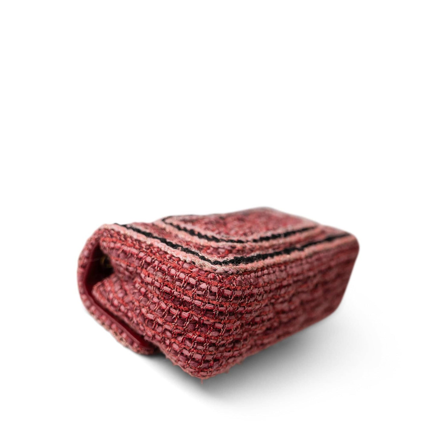 Braided Red / Multicolor Tweed Mini Rectangular Flap Aged Gold Hardware