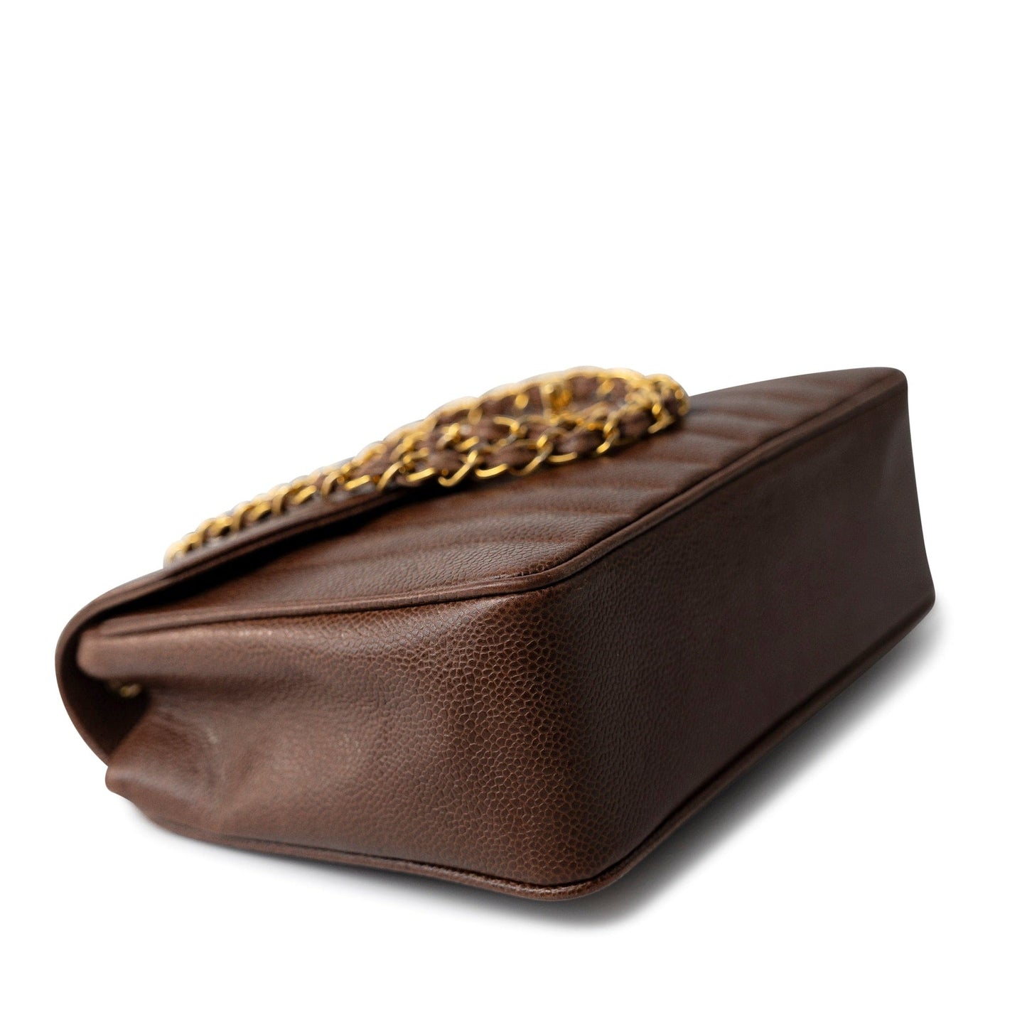 Repair of Vintage Brown Caviar Chevron Coco Envelope Gold Hardware