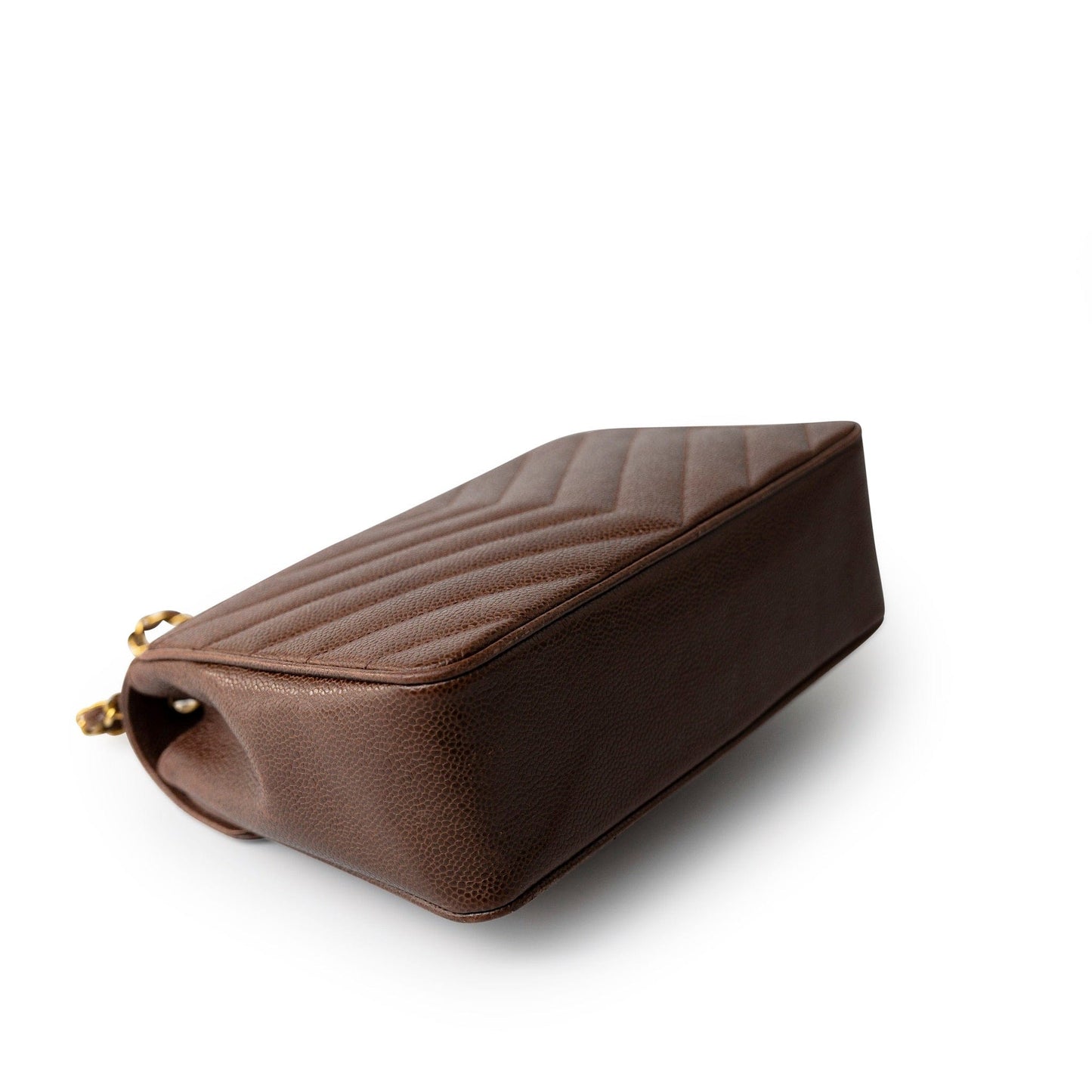 Repair of Vintage Brown Caviar Chevron Coco Envelope Gold Hardware