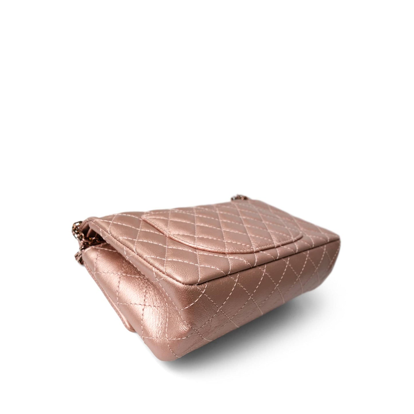 2.55 Rose Gold Grained Calfskin Quilted Medium Double Flap