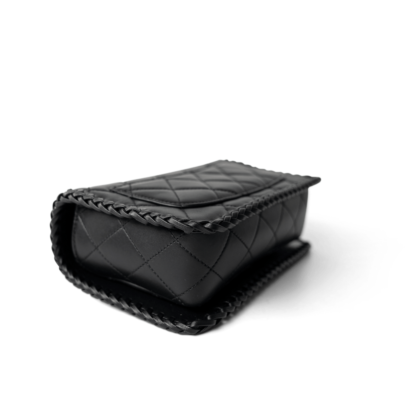 23A Black Lambskin Quilted Full Flap Bag Light Gols Hardware