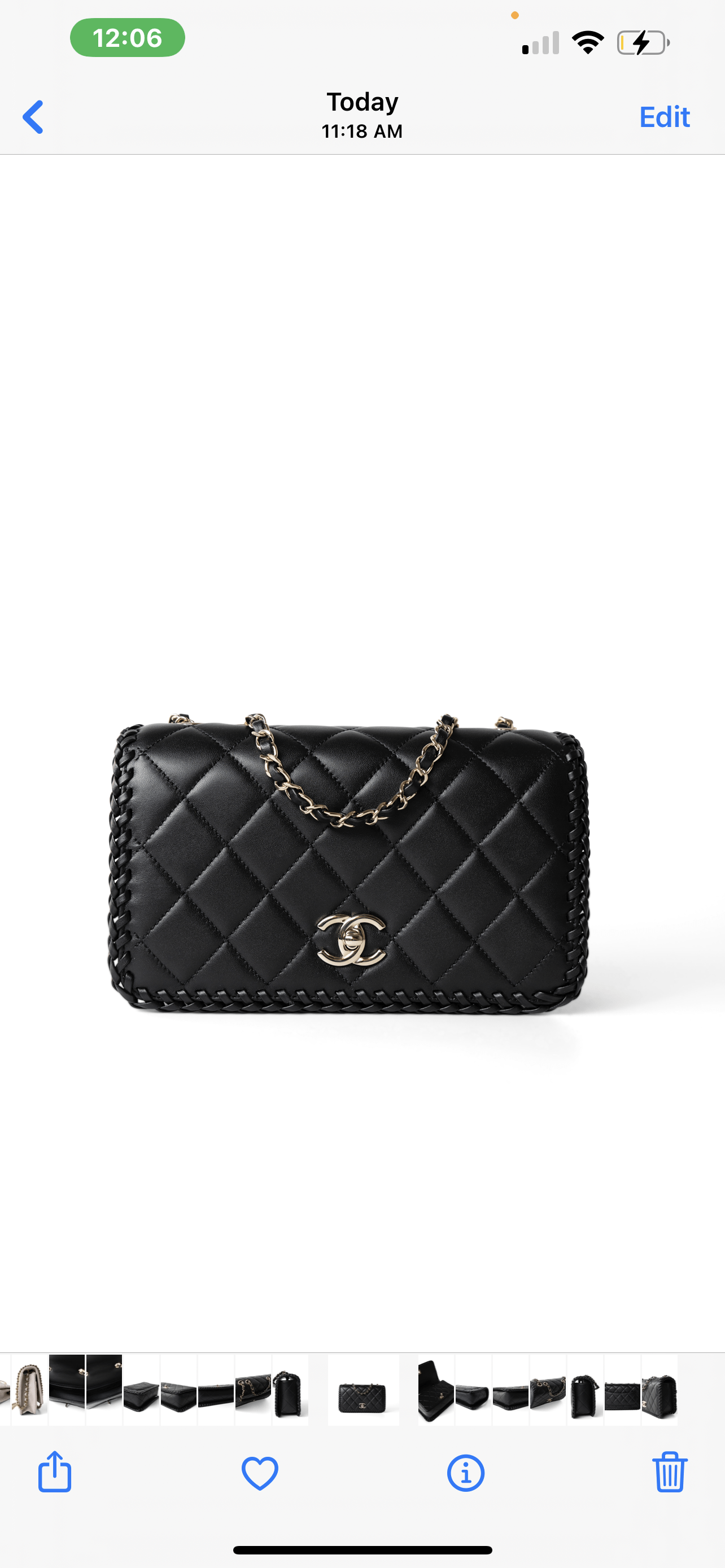 23A Black Lambskin Quilted Full Flap Bag Light Gols Hardware