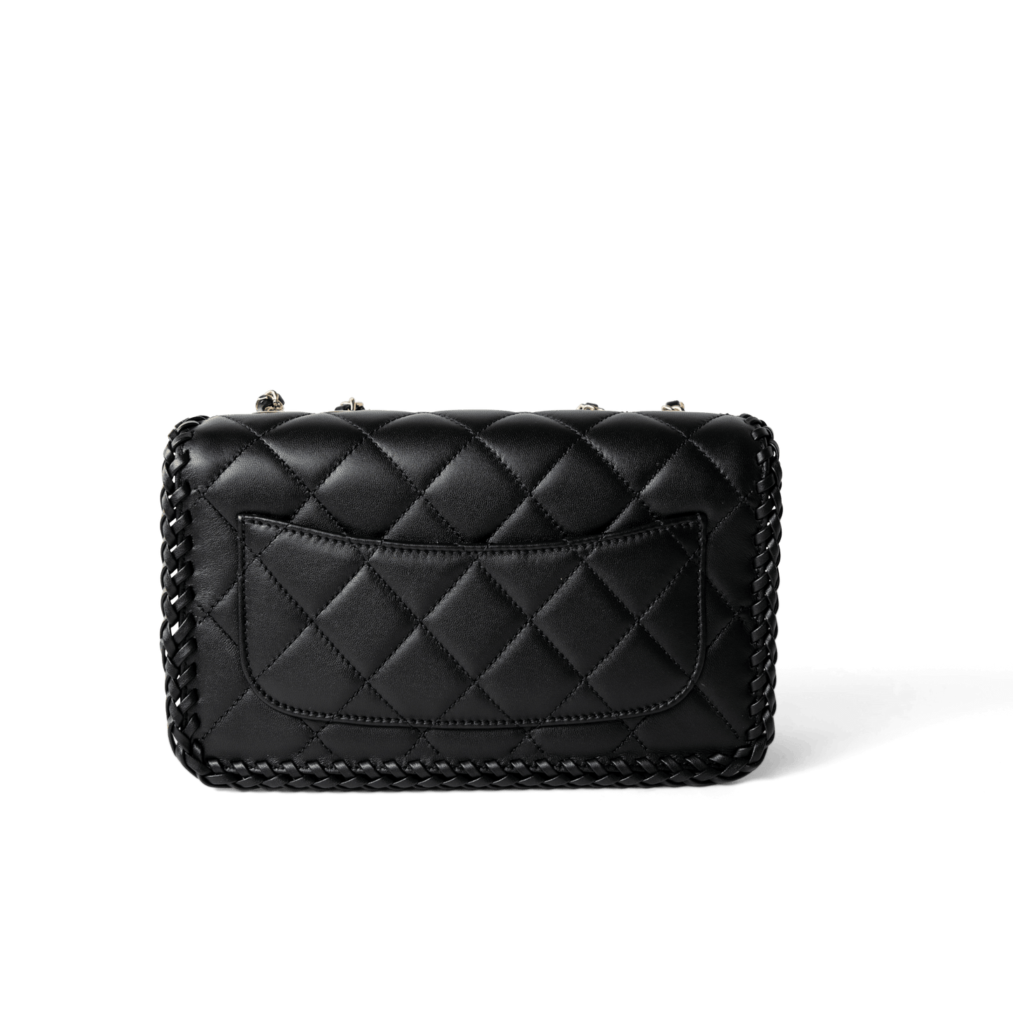 23A Black Lambskin Quilted Full Flap Bag Light Gols Hardware