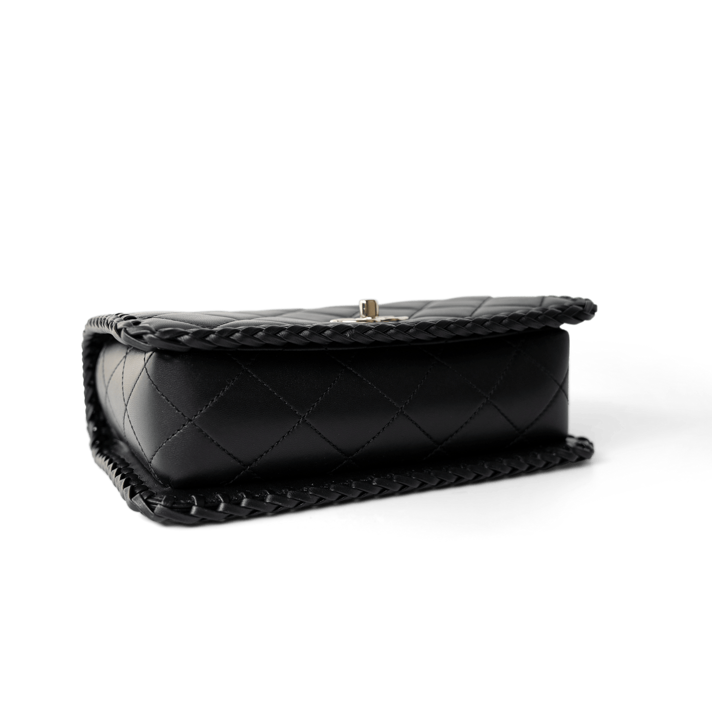 23A Black Lambskin Quilted Full Flap Bag Light Gols Hardware