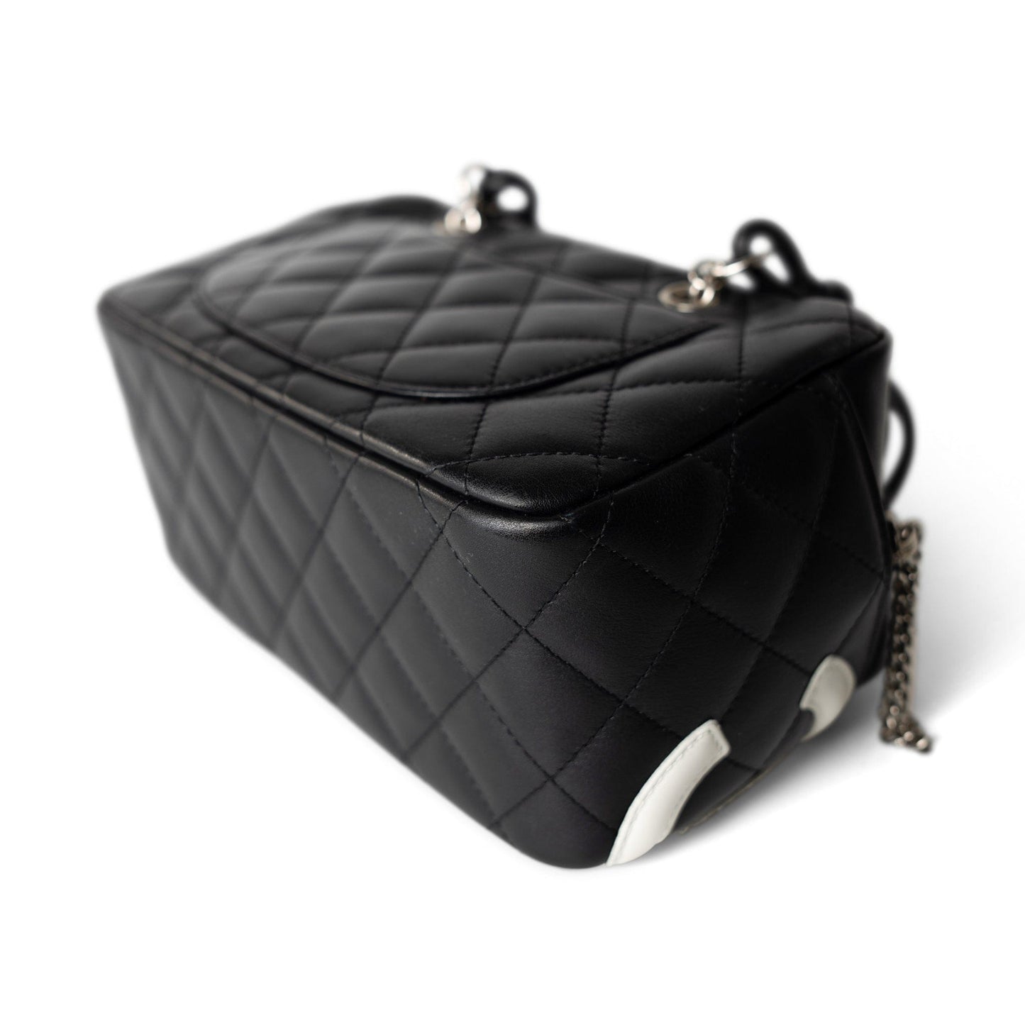 Black Calfskin Quilted Small Cambon Bowler Silver Hardware (Pink Interior)