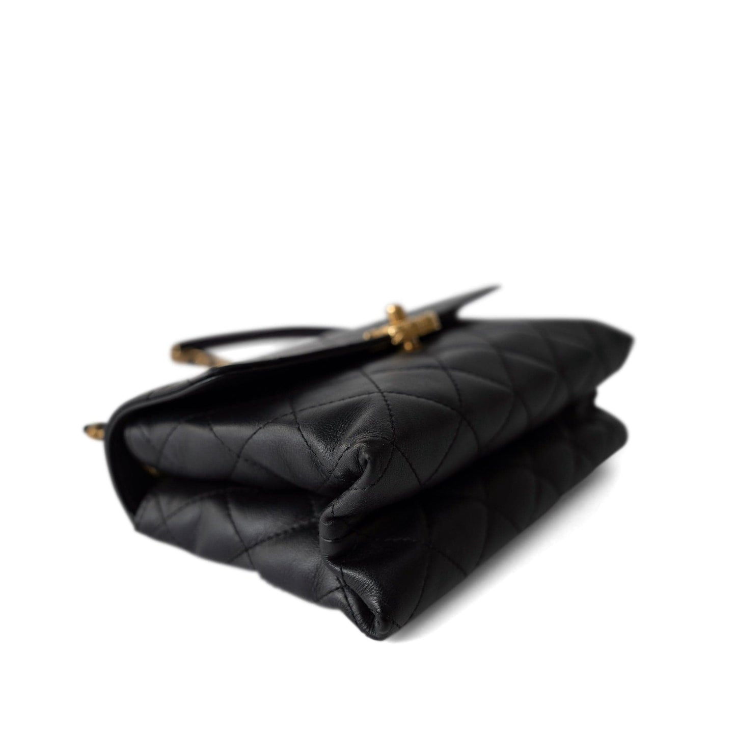 Black Lambskin Quilted Chain Infinity Single Flap Antique Gold Hardware