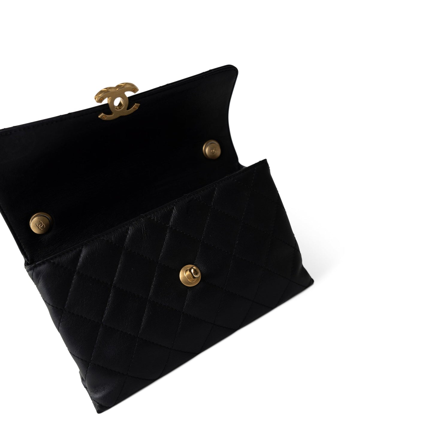 Black Lambskin Quilted Chain Infinity Single Flap Antique Gold Hardware