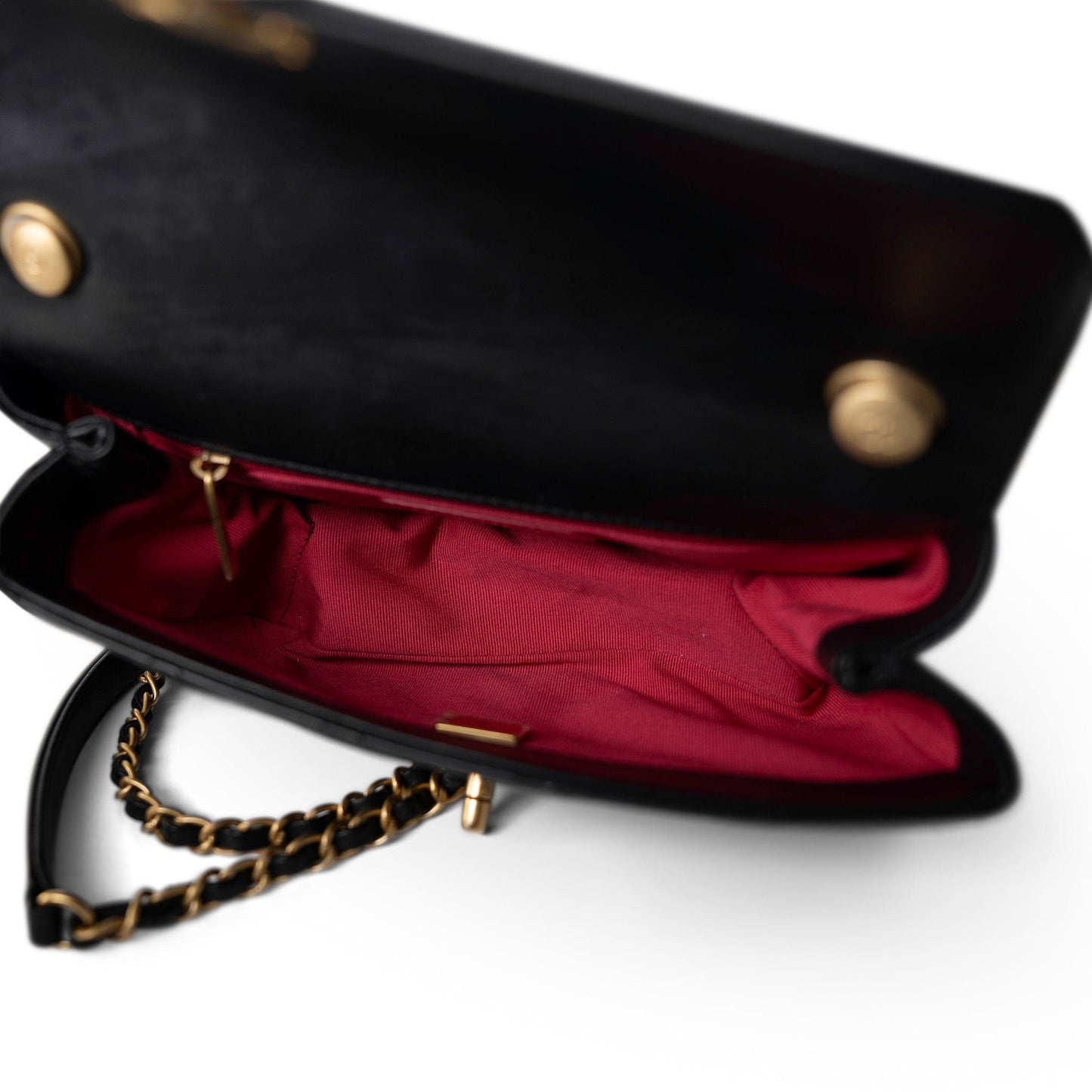 Black Lambskin Quilted Chain Infinity Single Flap Antique Gold Hardware