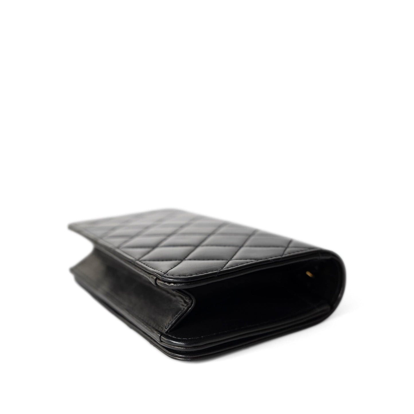 Vintage Black Lambskin Quilted Mini Full Flap Bag Gold Hardware