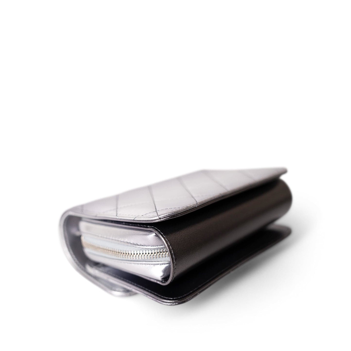 Like a Wallet Flap Bag Gradient Quilted Metallic Lambskin Silver Hardware