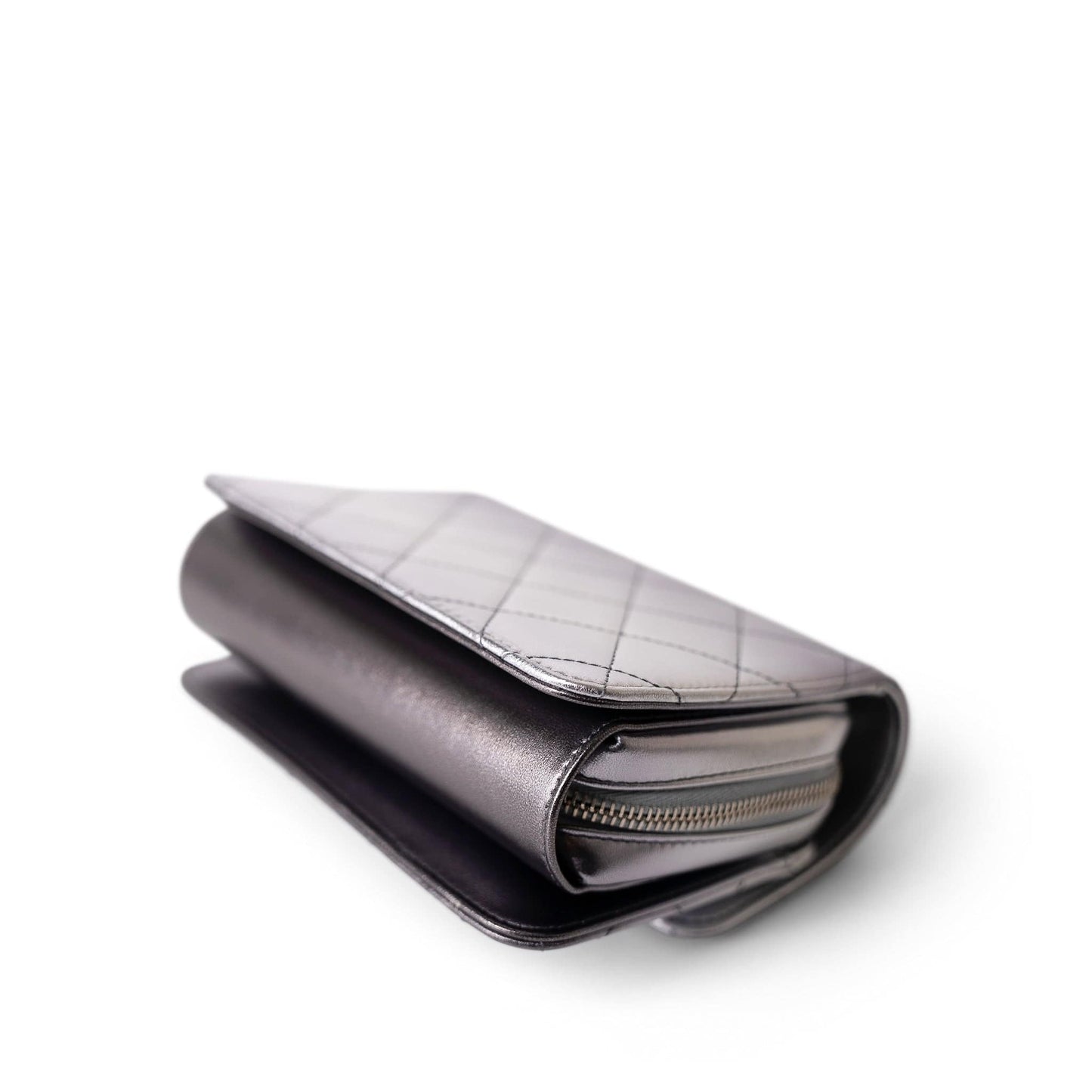 Like a Wallet Flap Bag Gradient Quilted Metallic Lambskin Silver Hardware