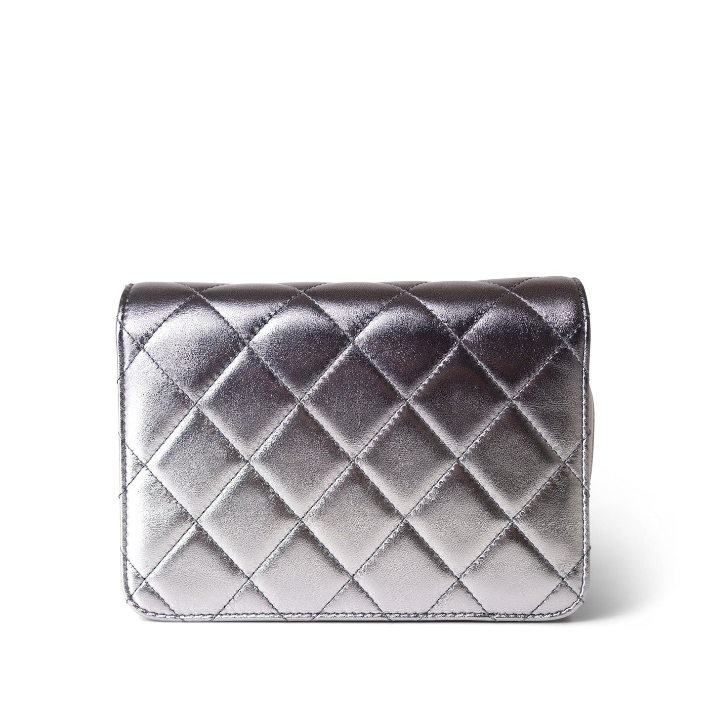 Like a Wallet Flap Bag Gradient Quilted Metallic Lambskin Silver Hardware