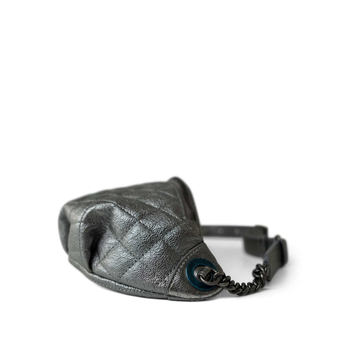 Metallic Calfskin Quilted Banane Waist Bag Ruthenium Hardware