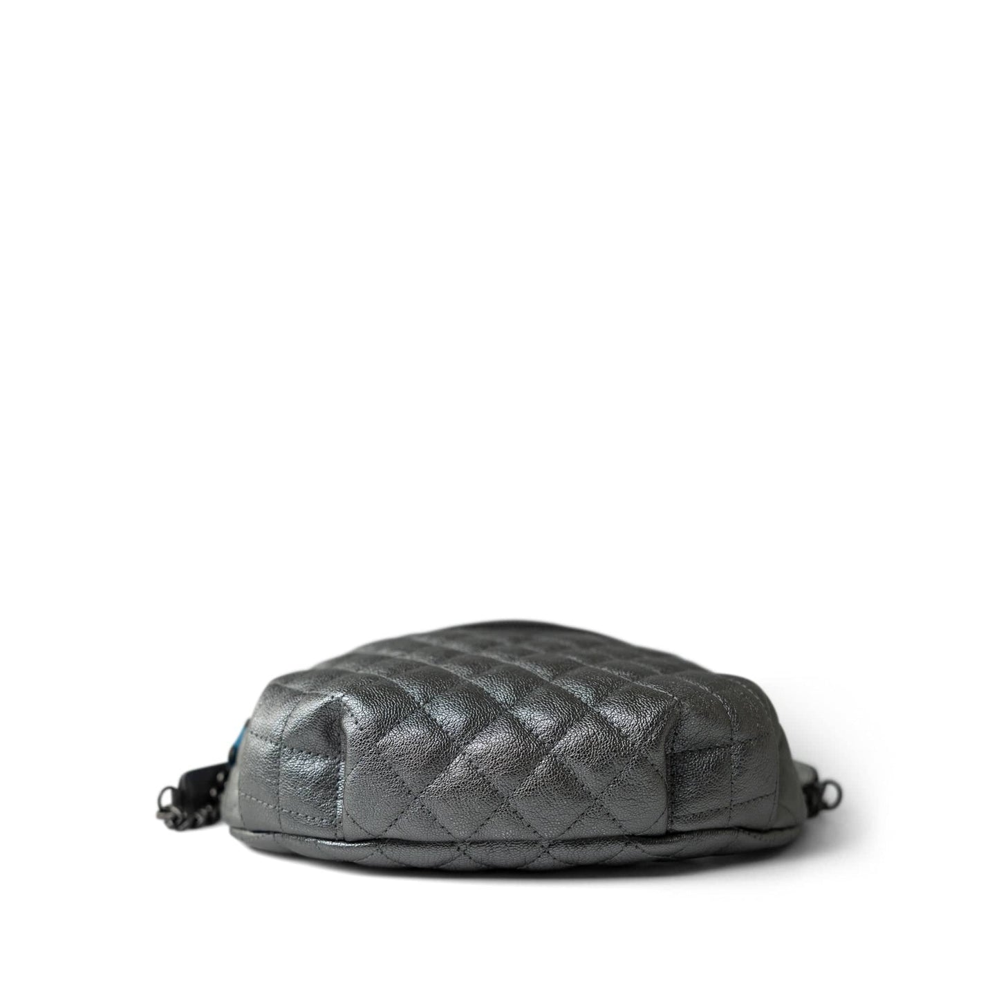 Metallic Calfskin Quilted Banane Waist Bag Ruthenium Hardware