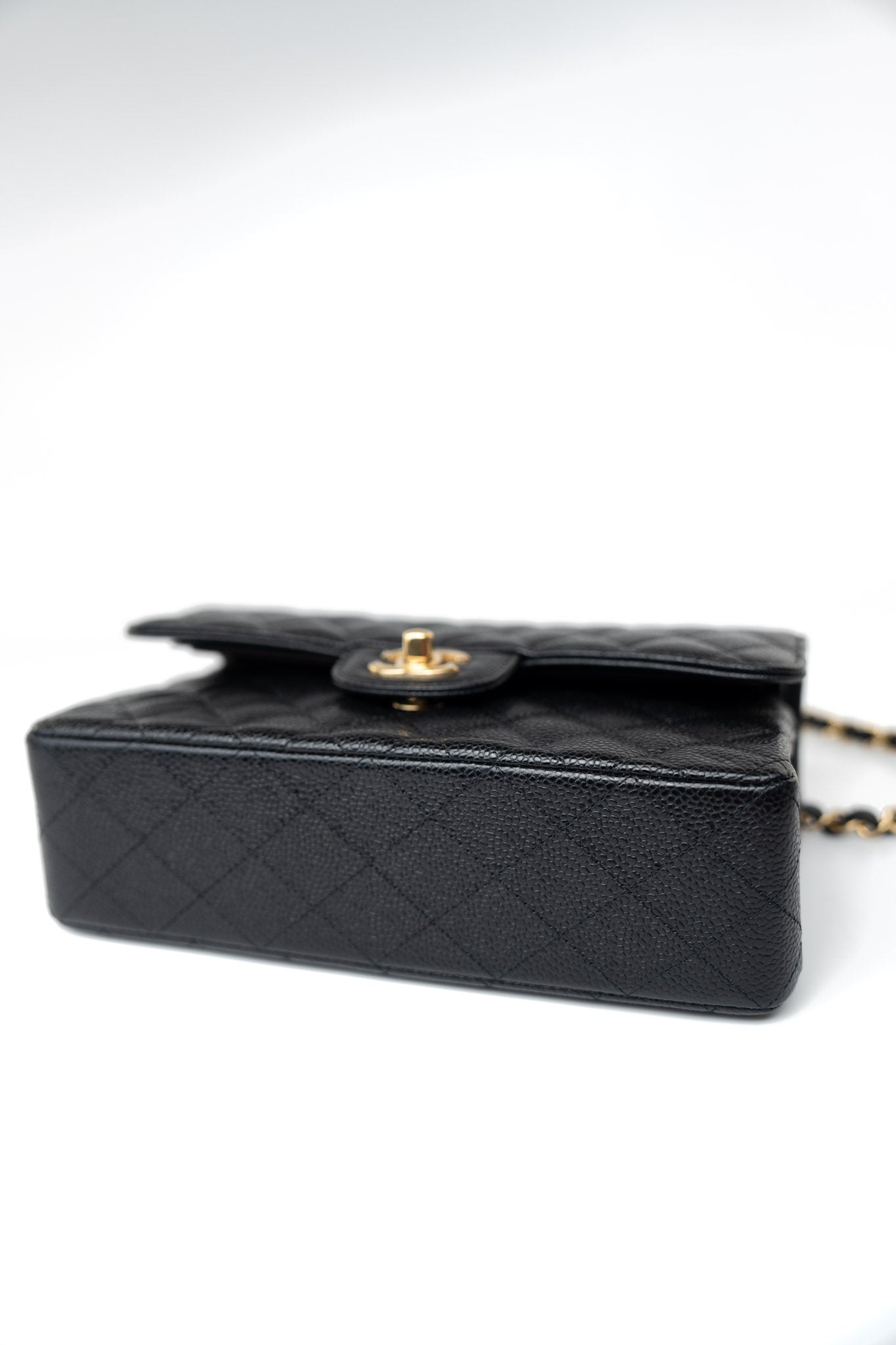 Small Black Caviar Quilted Classic Flap Gold Hardware