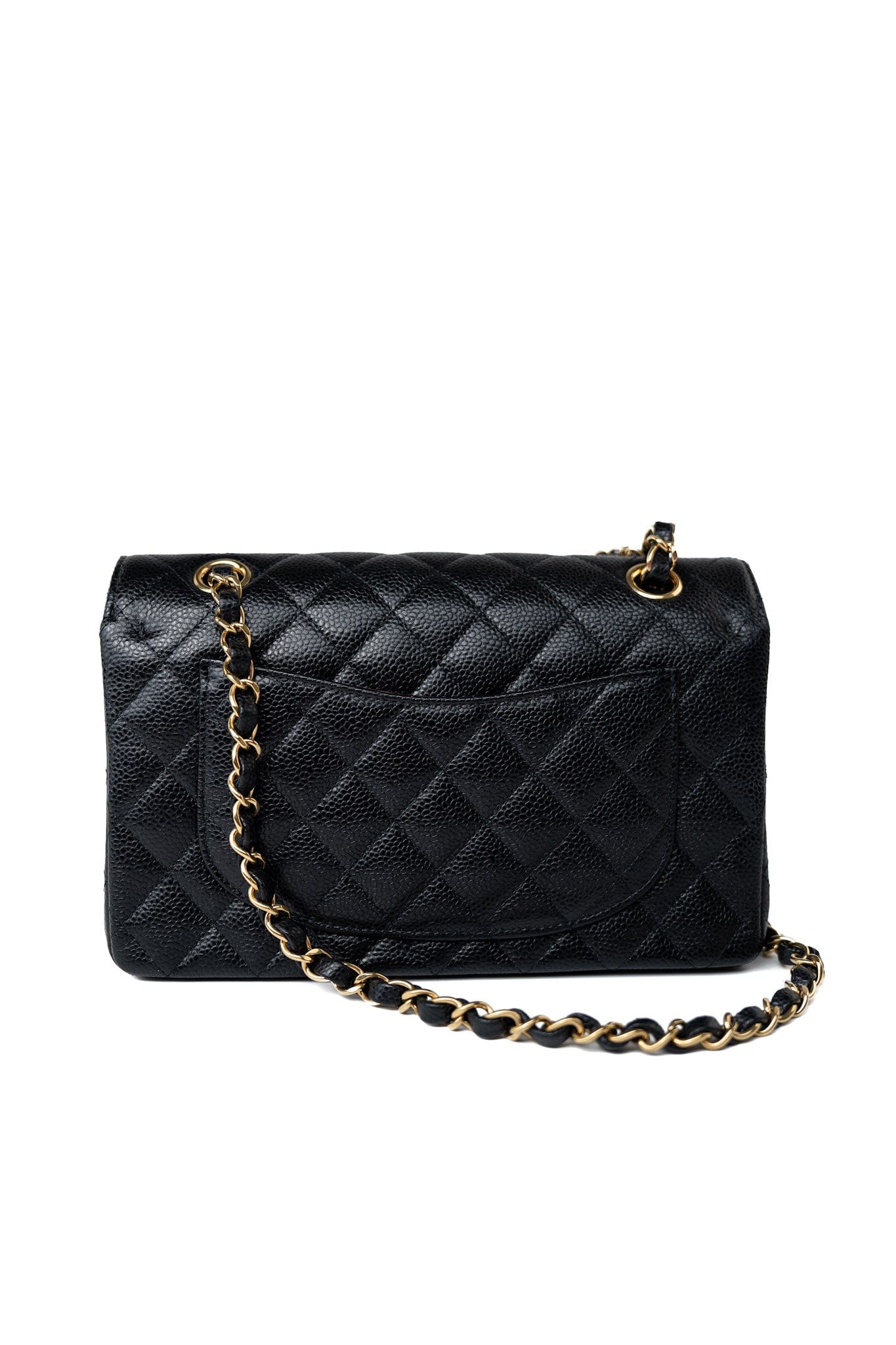 Small Black Caviar Quilted Classic Flap Gold Hardware