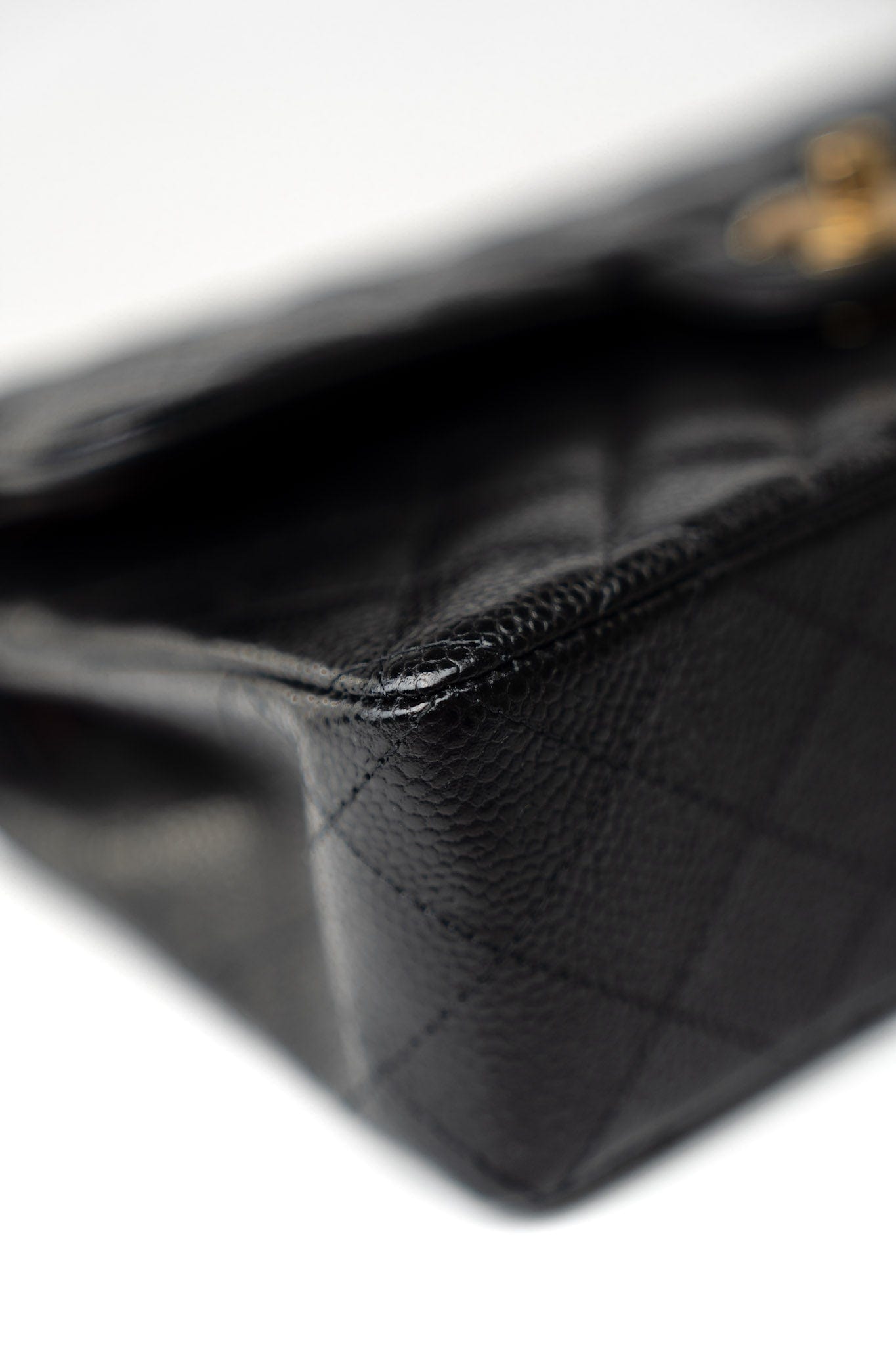 Small Black Caviar Quilted Classic Flap Gold Hardware