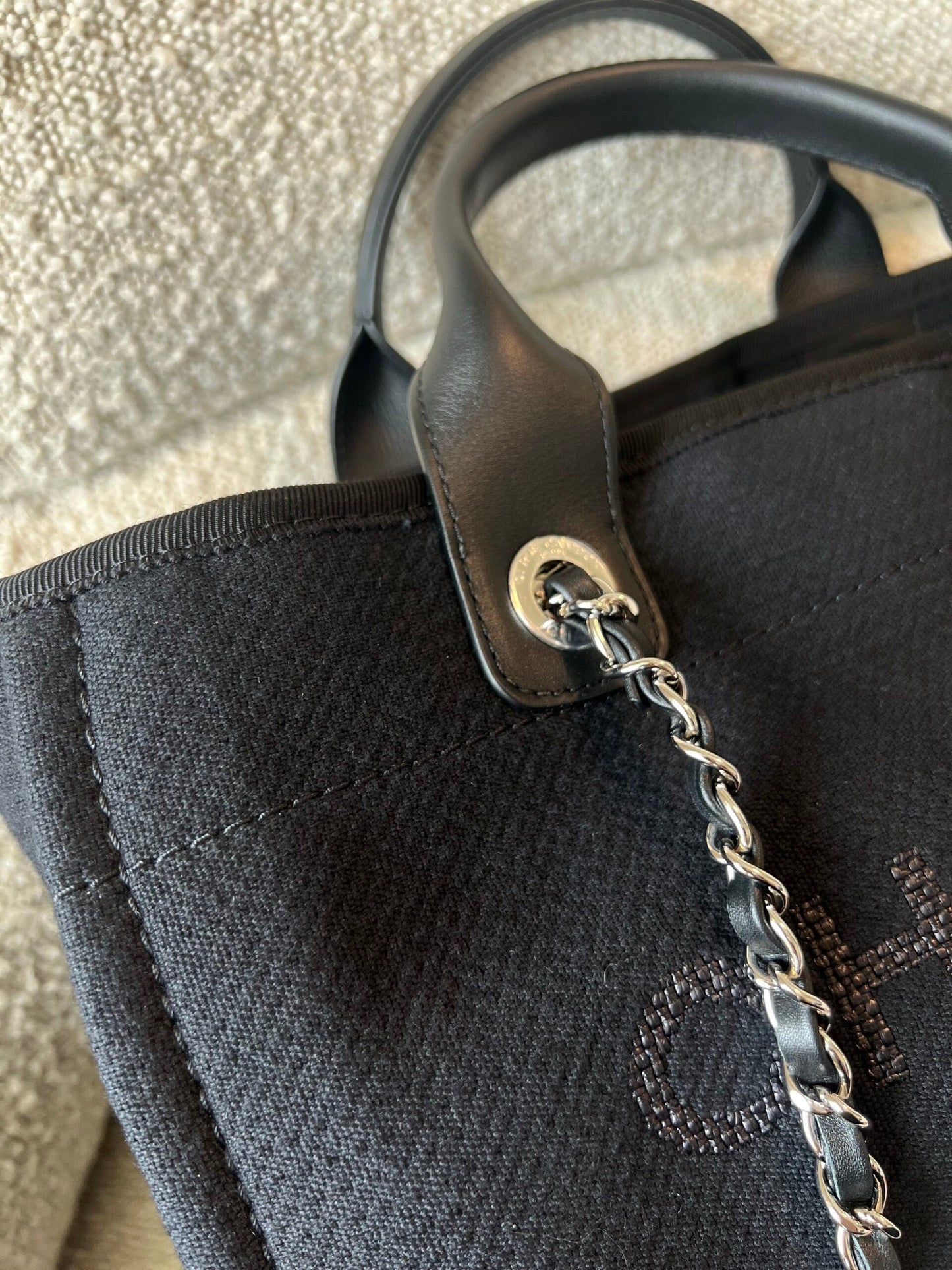 Small Black Deauville Shopping Bag Silver Hardware