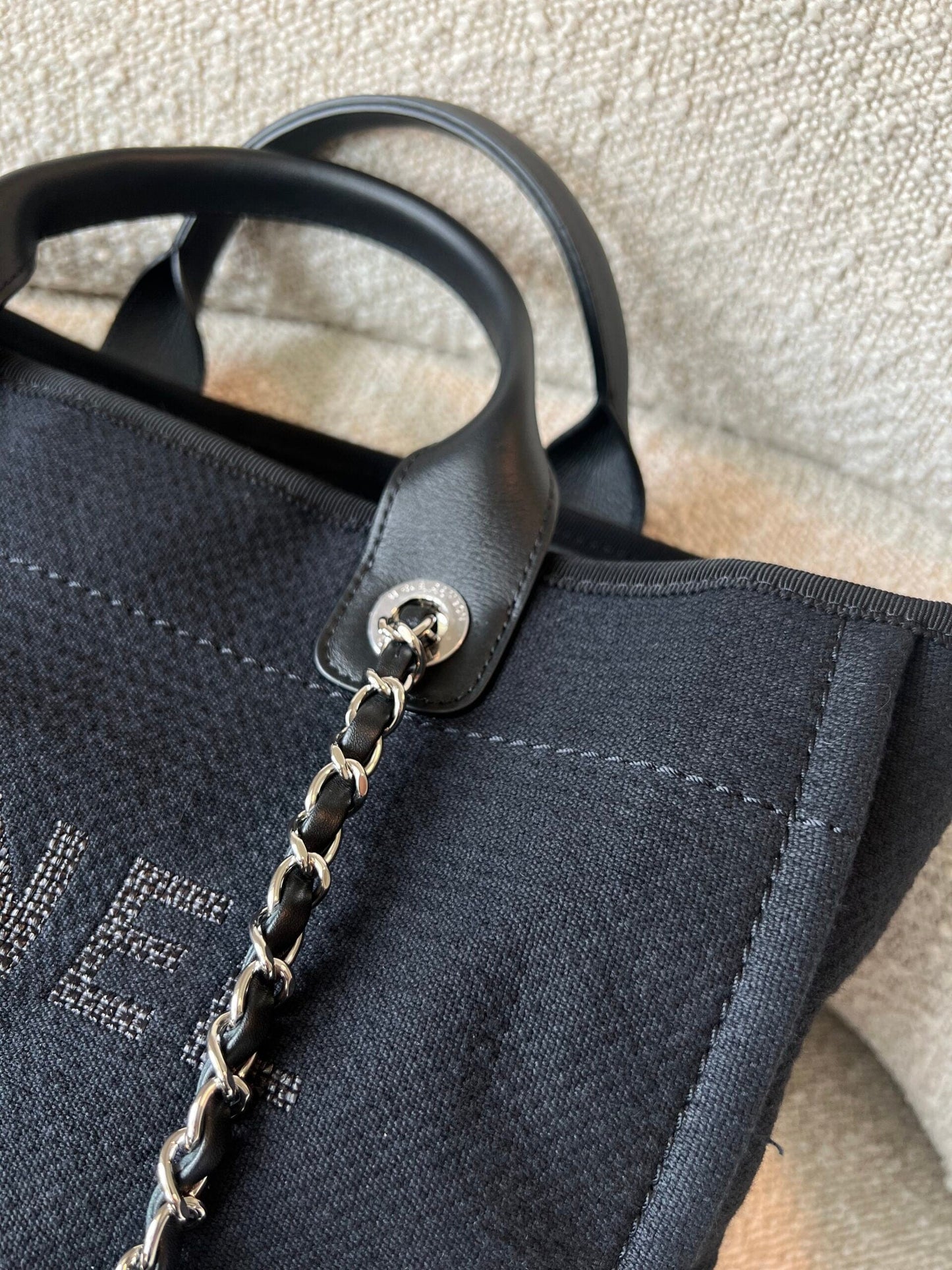 Small Black Deauville Shopping Bag Silver Hardware