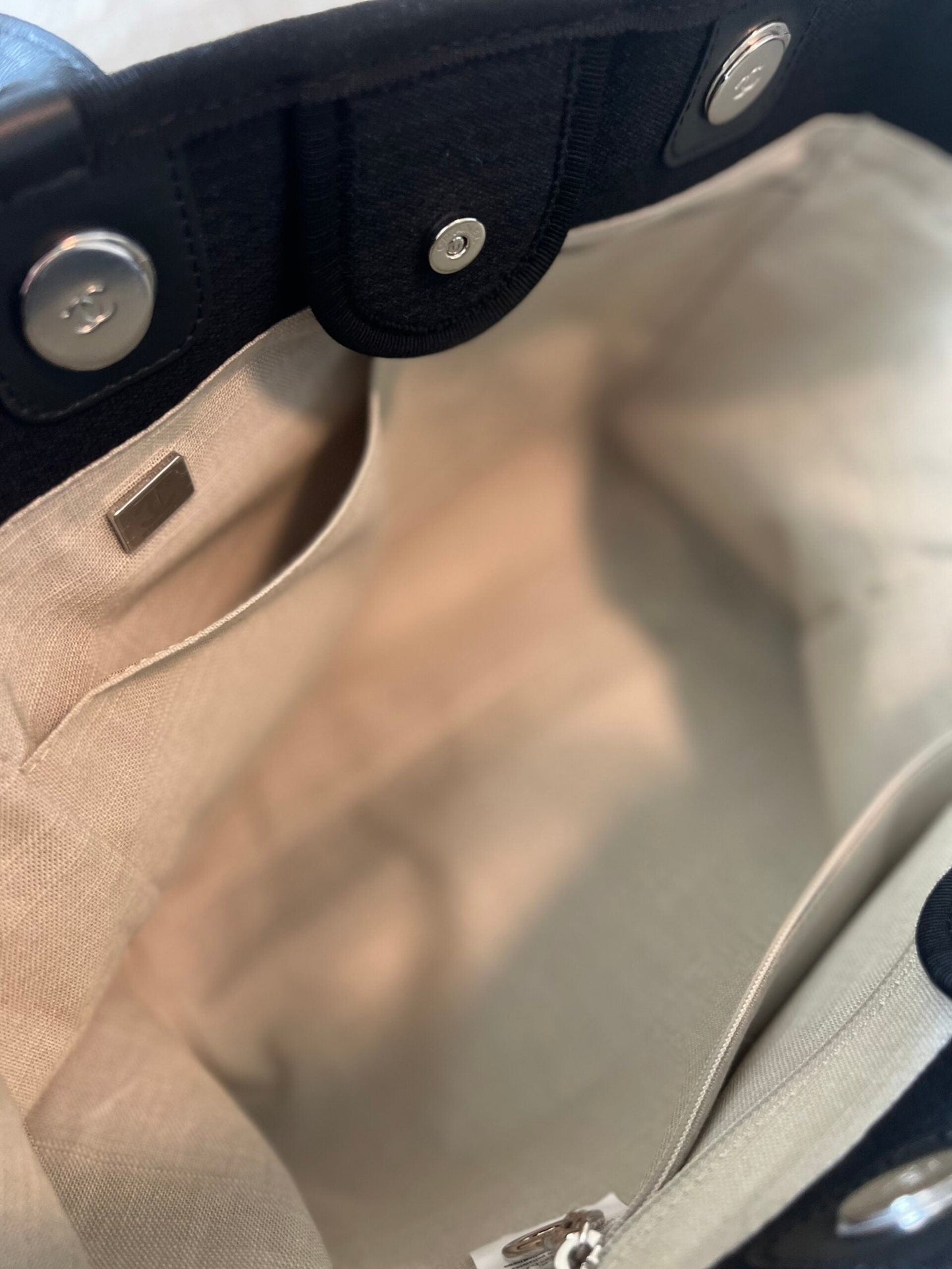 Small Black Deauville Shopping Bag Silver Hardware