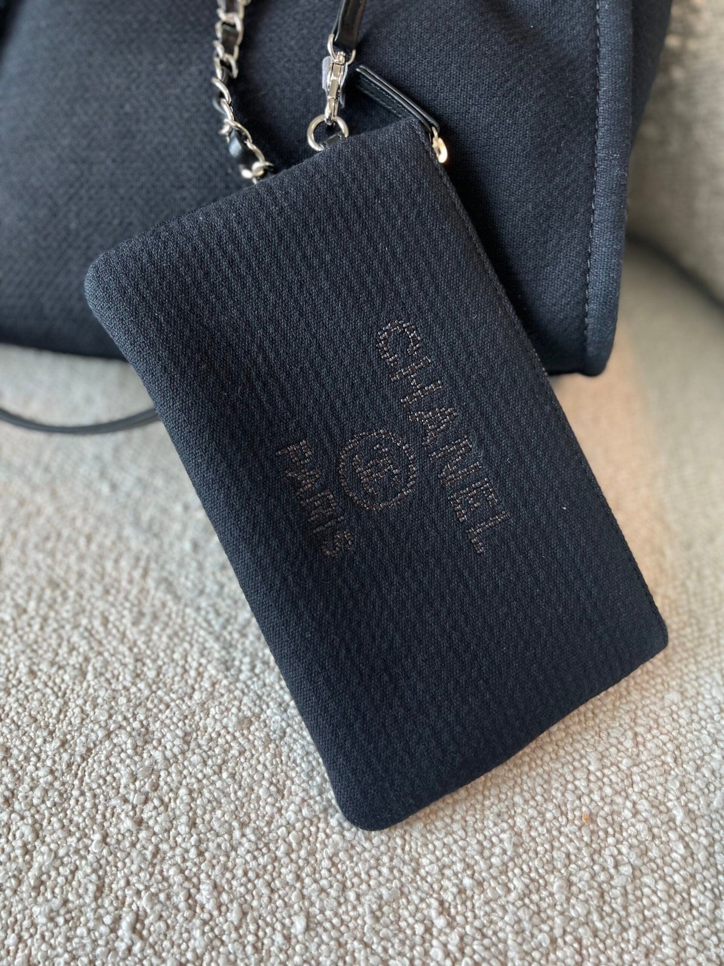 Small Black Deauville Shopping Bag Silver Hardware