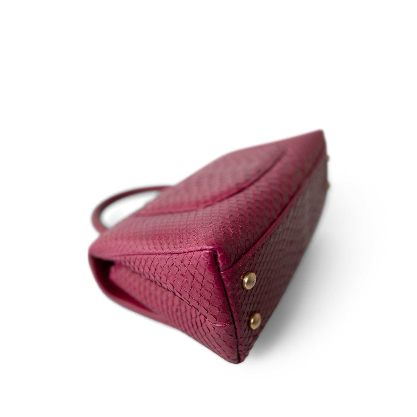 Small / Old Mini Burgundy Python Coco Handle Aged Gold Hardware