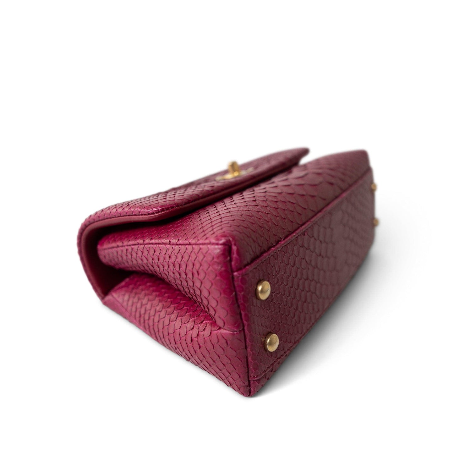 Small / Old Mini Burgundy Python Coco Handle Aged Gold Hardware