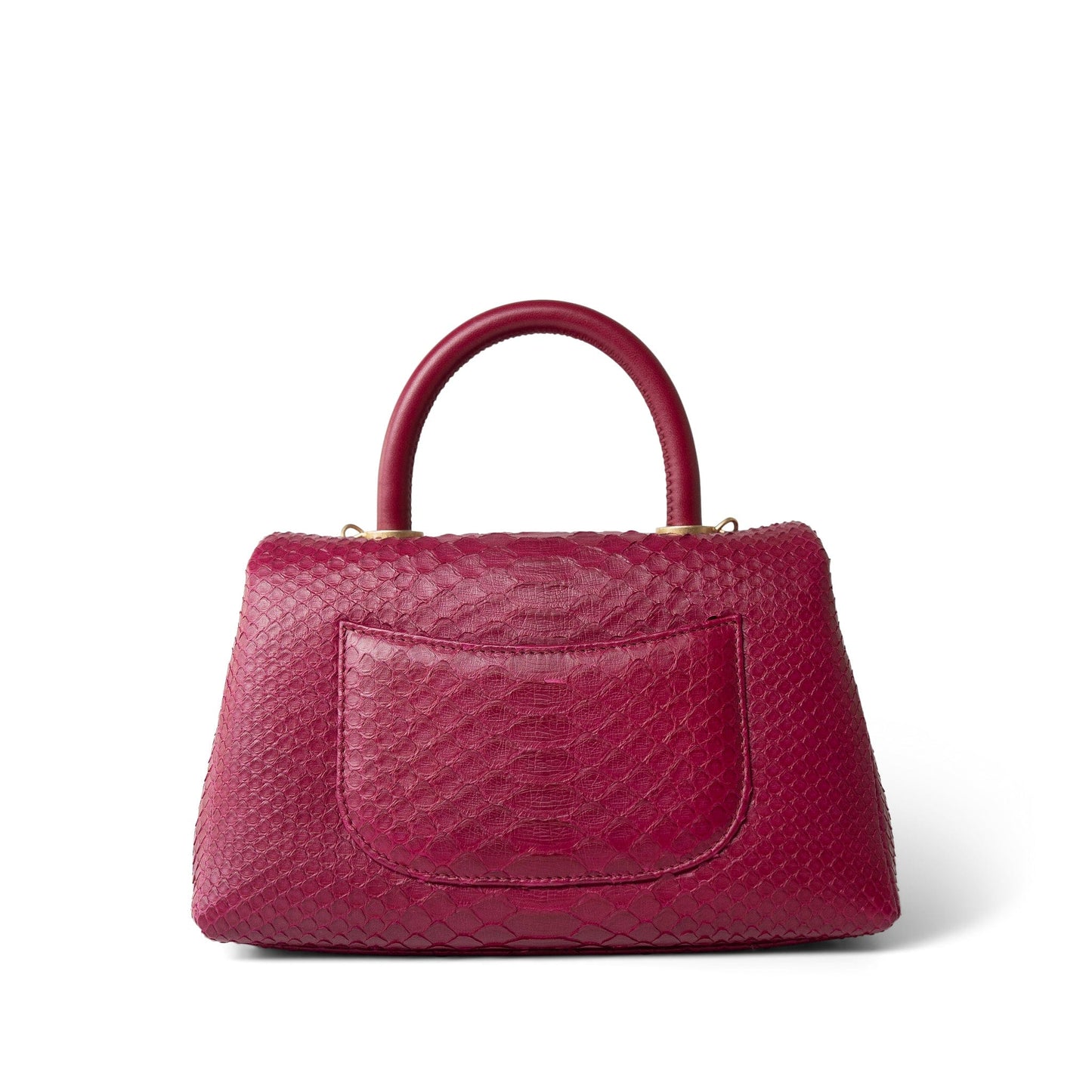 Small / Old Mini Burgundy Python Coco Handle Aged Gold Hardware