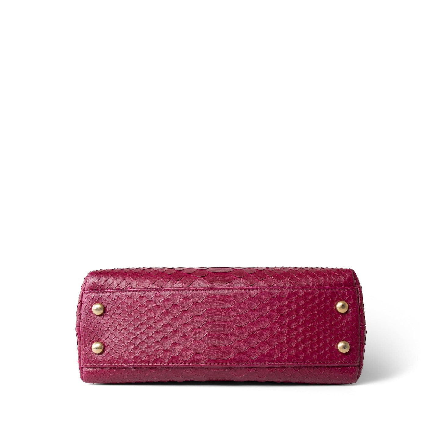 Small / Old Mini Burgundy Python Coco Handle Aged Gold Hardware